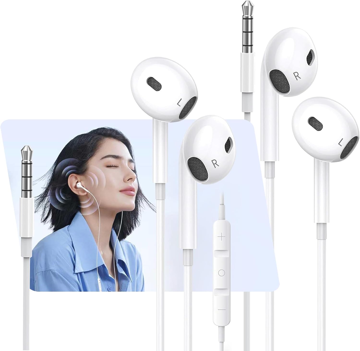 Detalle de Upgraded Earphones 3.5mm wired earbuds with mic