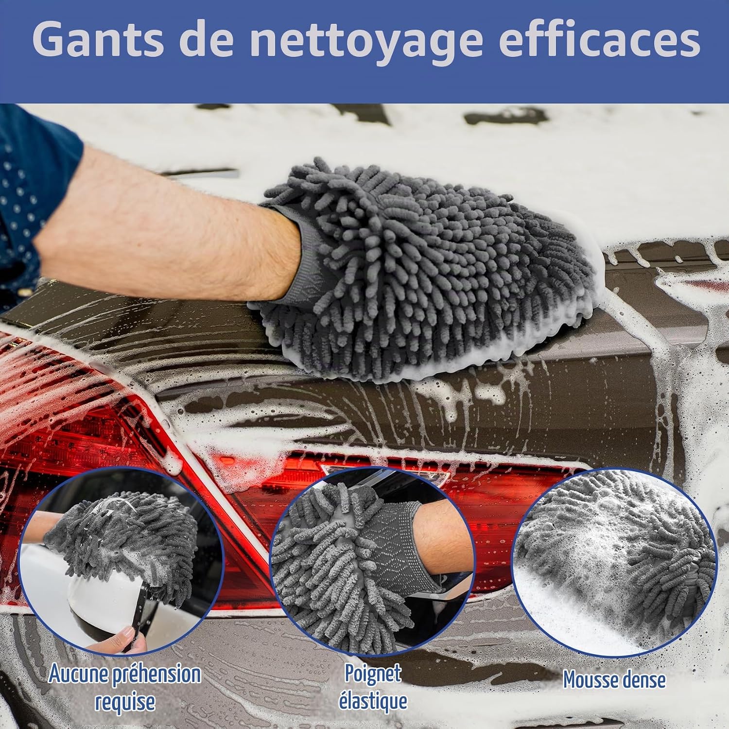 Detalle de KALBIGRO 5-delige microvezelset voor autoverzorging met 3 doeken en 2 washandschoenen