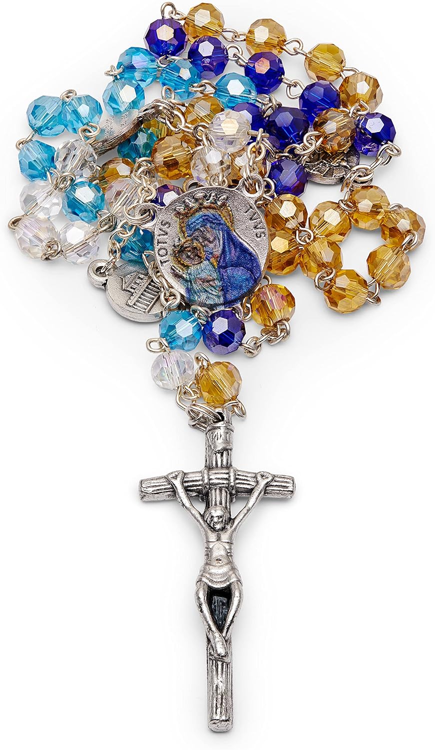 Rosario cattolico tradizionale cinque decadi in cristallo sfaccettato – Mater Ecclesiae