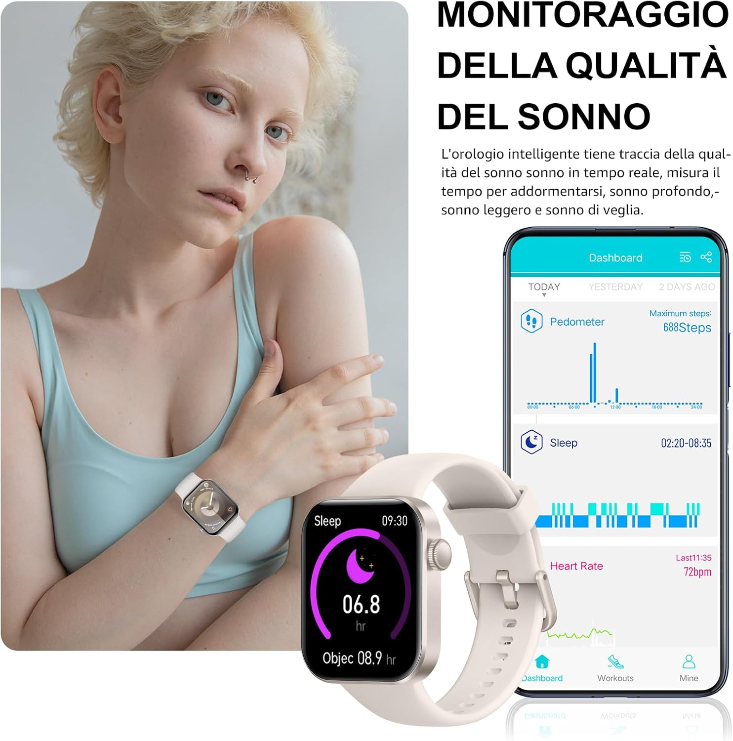 Thumbnail 2 de ASEEYIRJ Smartwatch P2: Orologio 1.85" con Chiamate, 140 Modalità Sport e GPS di base (IP68)