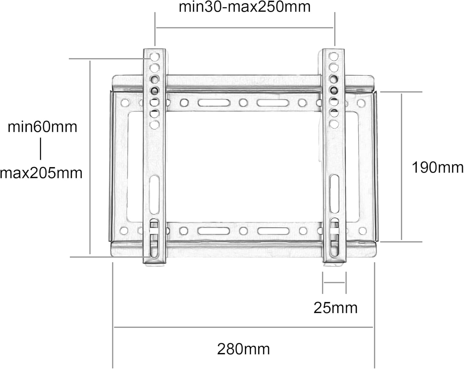 Thumbnail 2 de TV Wall Bracket for 14-42 inch TVs — Ultra-Slim, Flat-to-Wall Mount (Max 25kg, VESA 75x75 to 200x200)