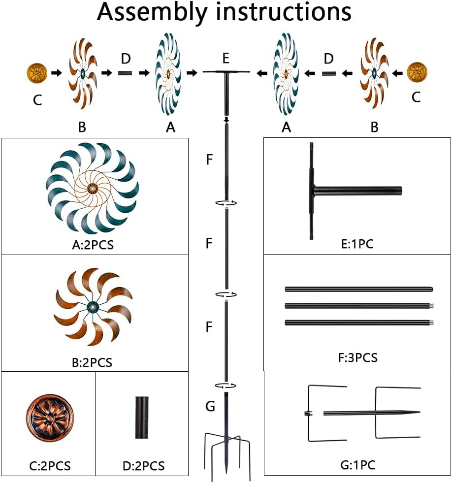 Thumbnail 5 de Stargarden 13" Kinetic Garden Wind Spinners (4-Layer Windmills) Outdoor Lawn Décor