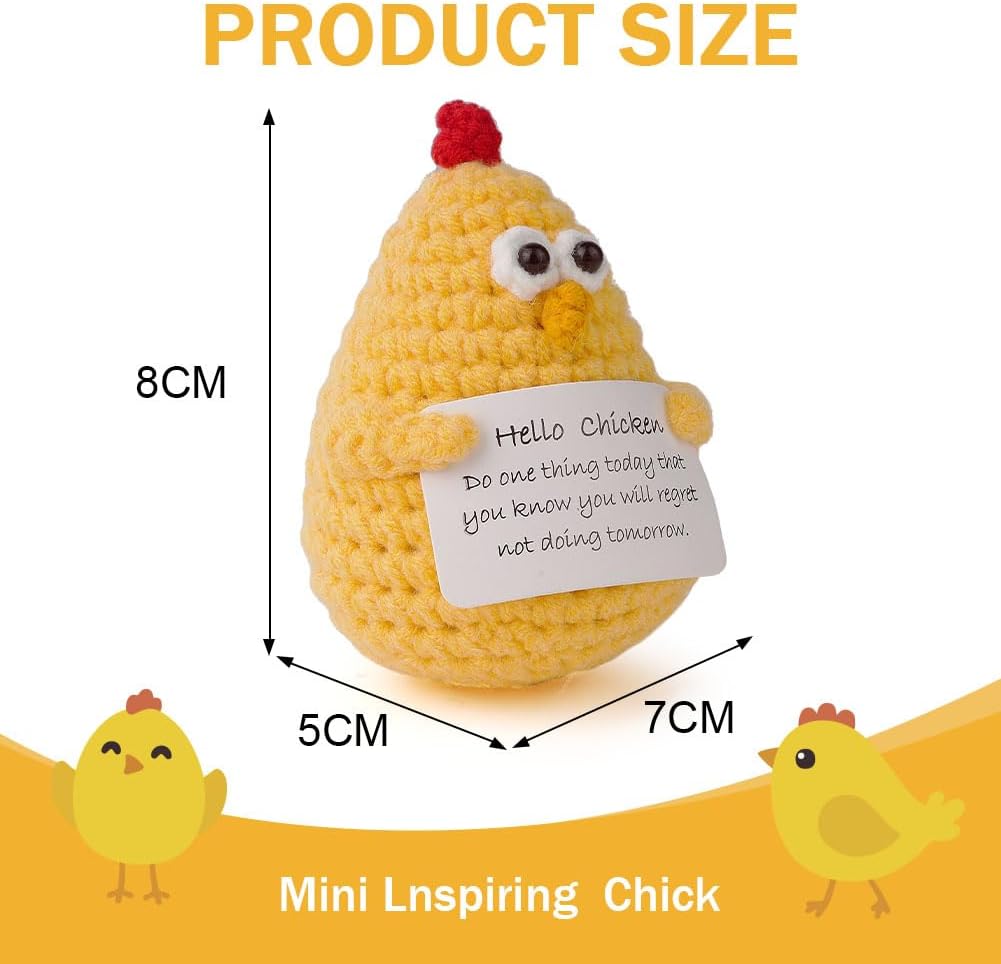 Detalle 2 de Aolso f2bf3de8-1204-4daf-85f9-5d0612edf1c8 Knitted Yellow Chicken Positive Doll