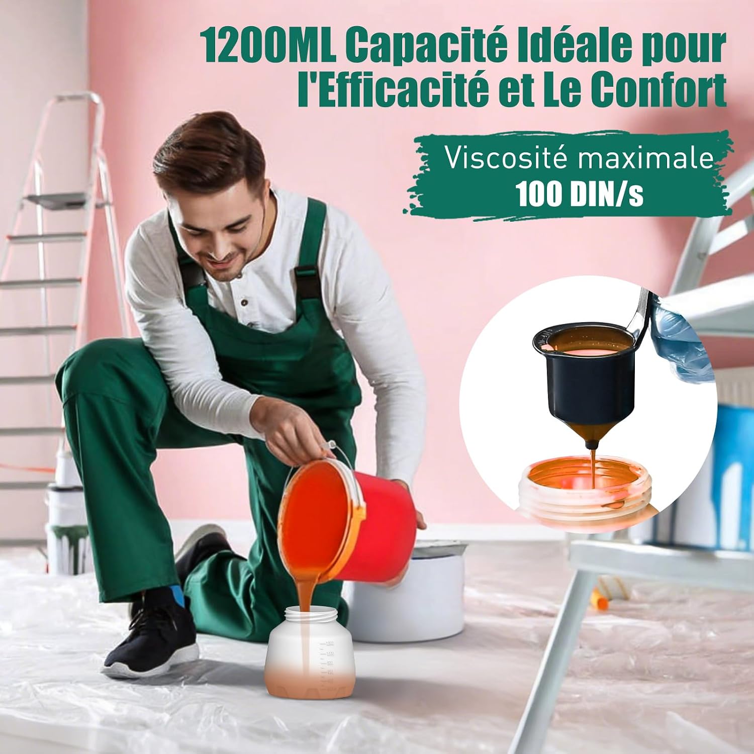 Thumbnail 4 de HYCHIKA Pistolet à Peinture 600W HVLP 1200 mL