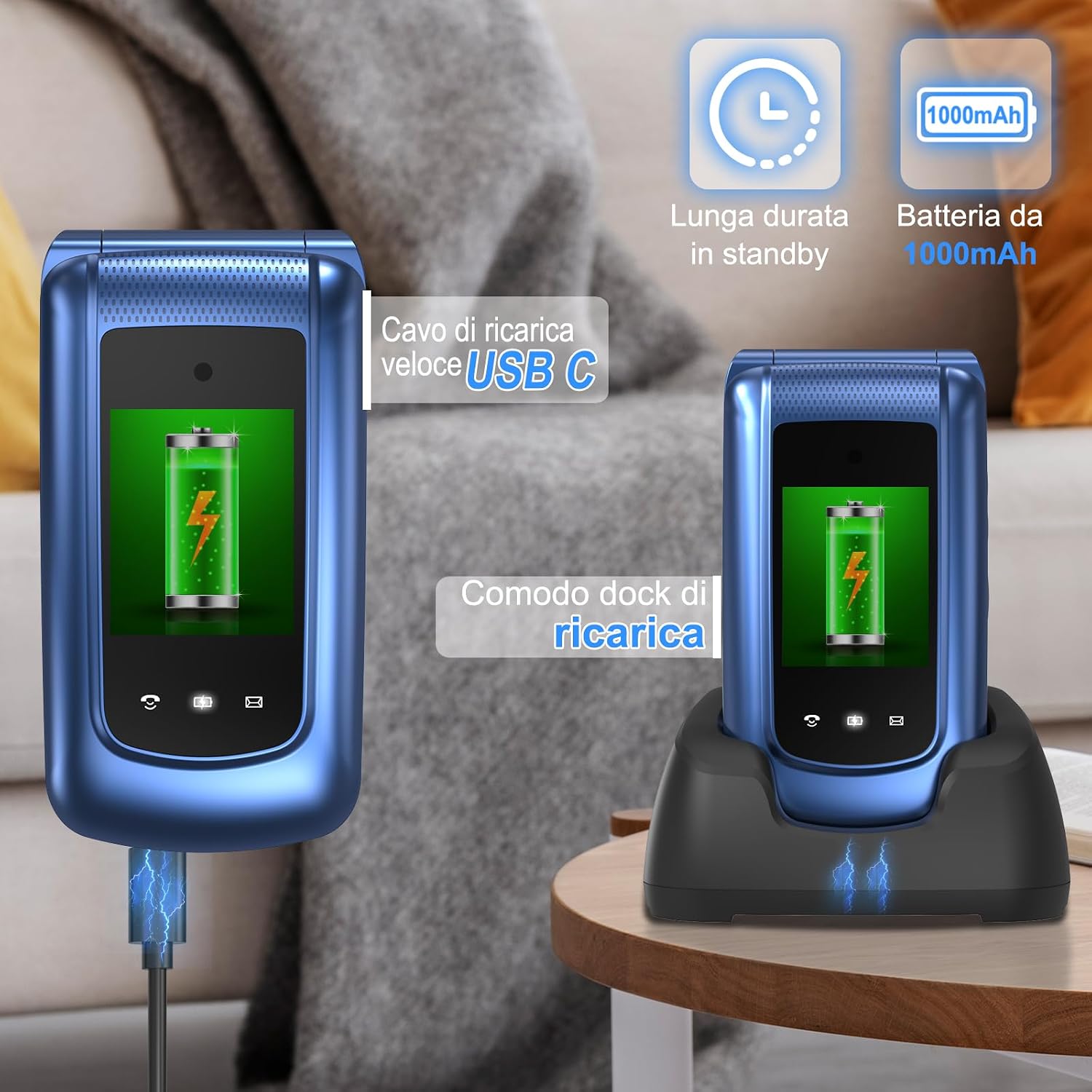 Detalle 2 de CHAKEYAKE telefono 4G per anziani Dual SIM