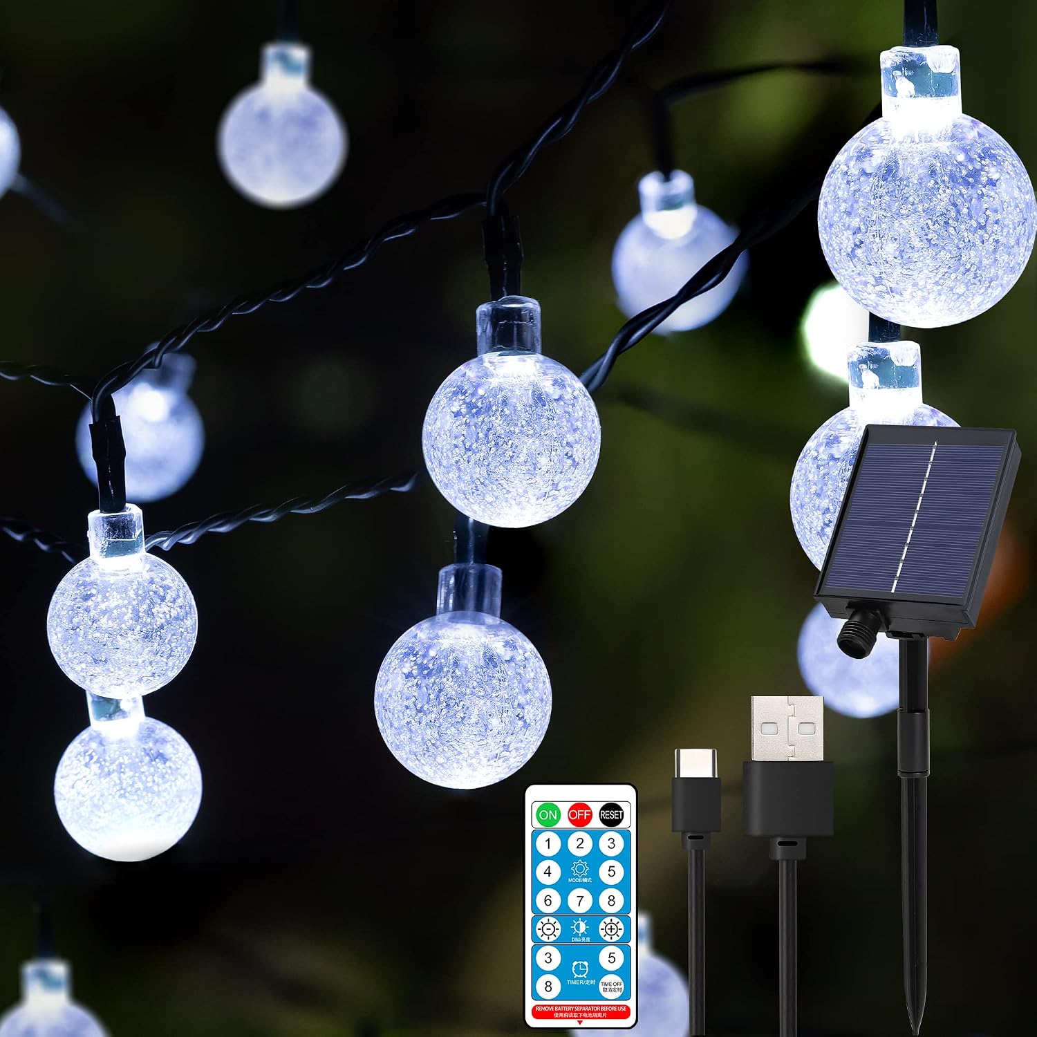 Thumbnail 6 de SENMI Catena luminosa esterno solare con 60 LED, 11,5 m e telecomando (8 modalità, IP65)