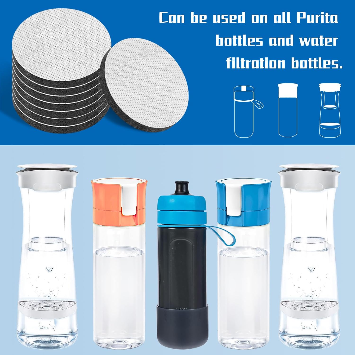 Thumbnail 4 de Disques filtrants compatibles Brita Fill Go â lot 8 đ§
