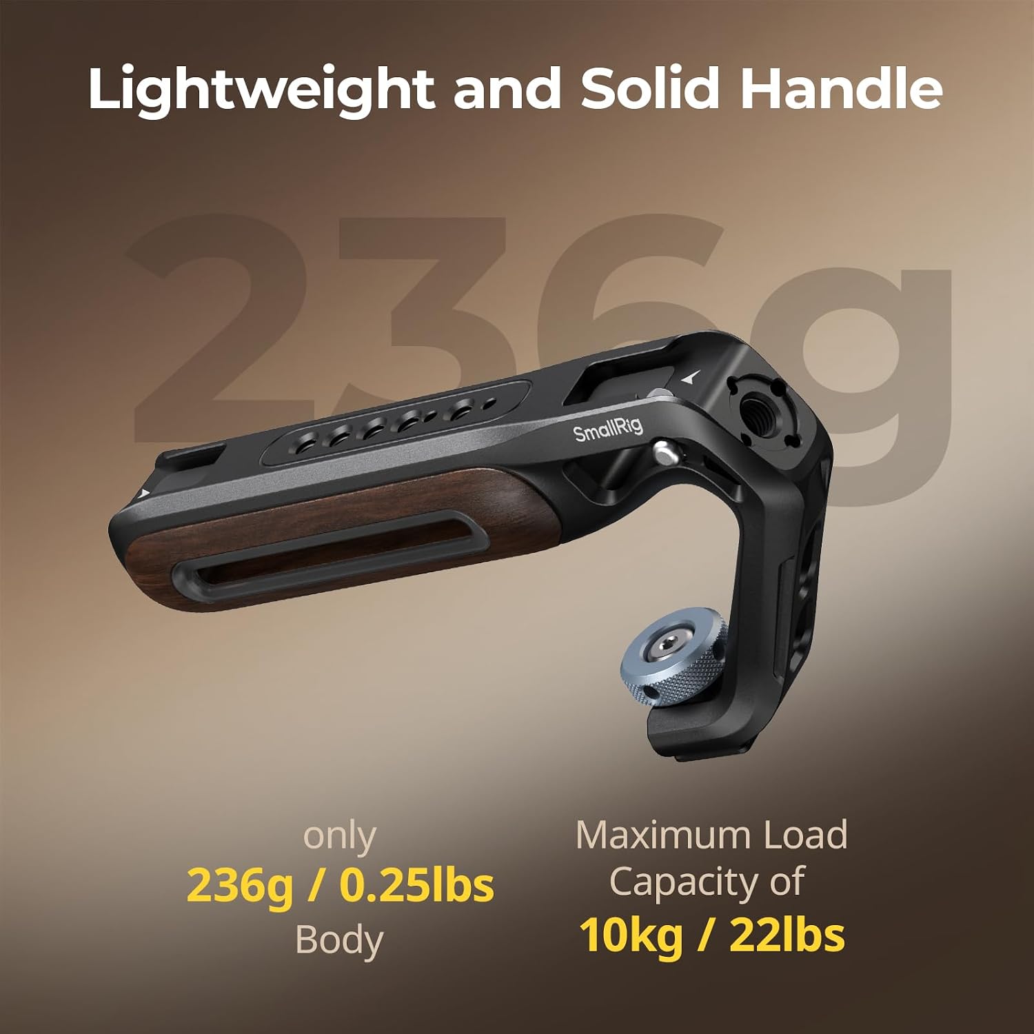 Thumbnail 4 de SmallRig Wooden Top Handle with Cold Shoe Mount (Model 5250) for Camera Cages