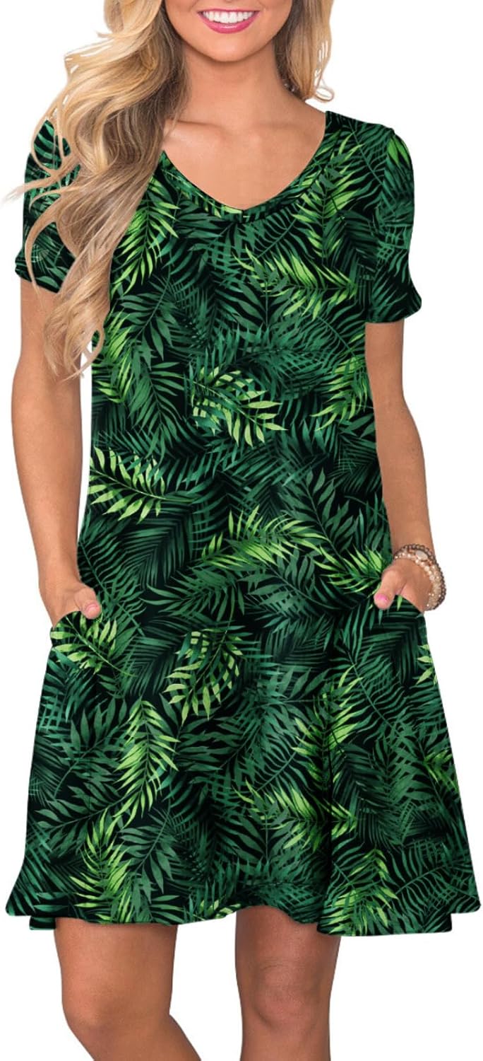 Thumbnail 6 de lionstill Women's Casual T-Shirt Dress Swing Dress with Pockets (V-Neck, Short Sleeve)