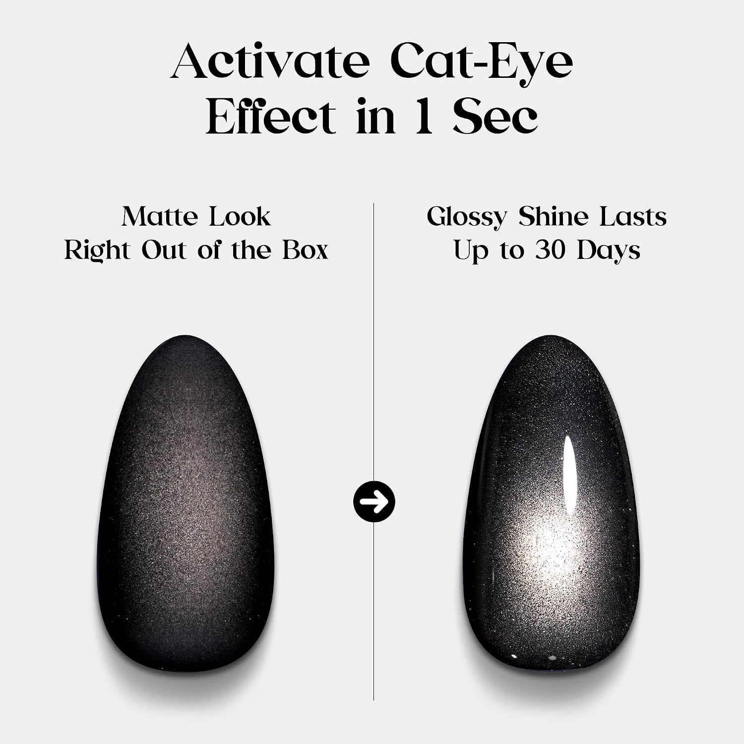 Detalle de Beetles Enchanted Aurora Cat Eye Press On Nails (Gel Polish) — Medium Almond, 7 Colors, 16 Sizes, 224 Pieces