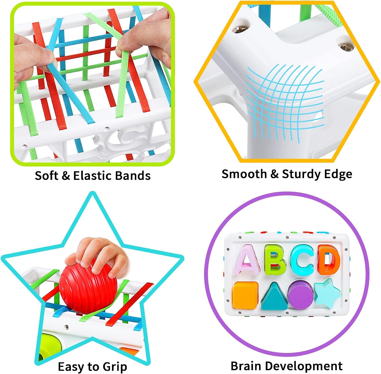 Detalle de DQMOON Montessori shape sorter cube toy for 1–2 year olds