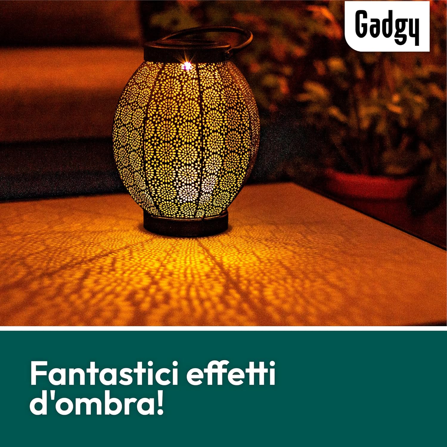 Thumbnail 4 de Gadgy Lanterna Solare da Esterno Fiore in metallo nero e oro (IP65) a LED