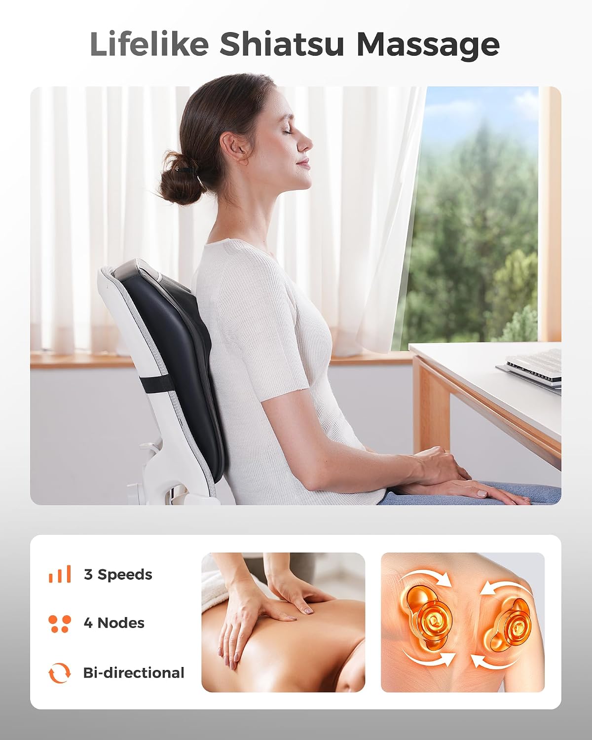 Thumbnail 3 de Boriwat Back Massager with Heat: 3D Kneading Pillow for Deep Tissue Relief