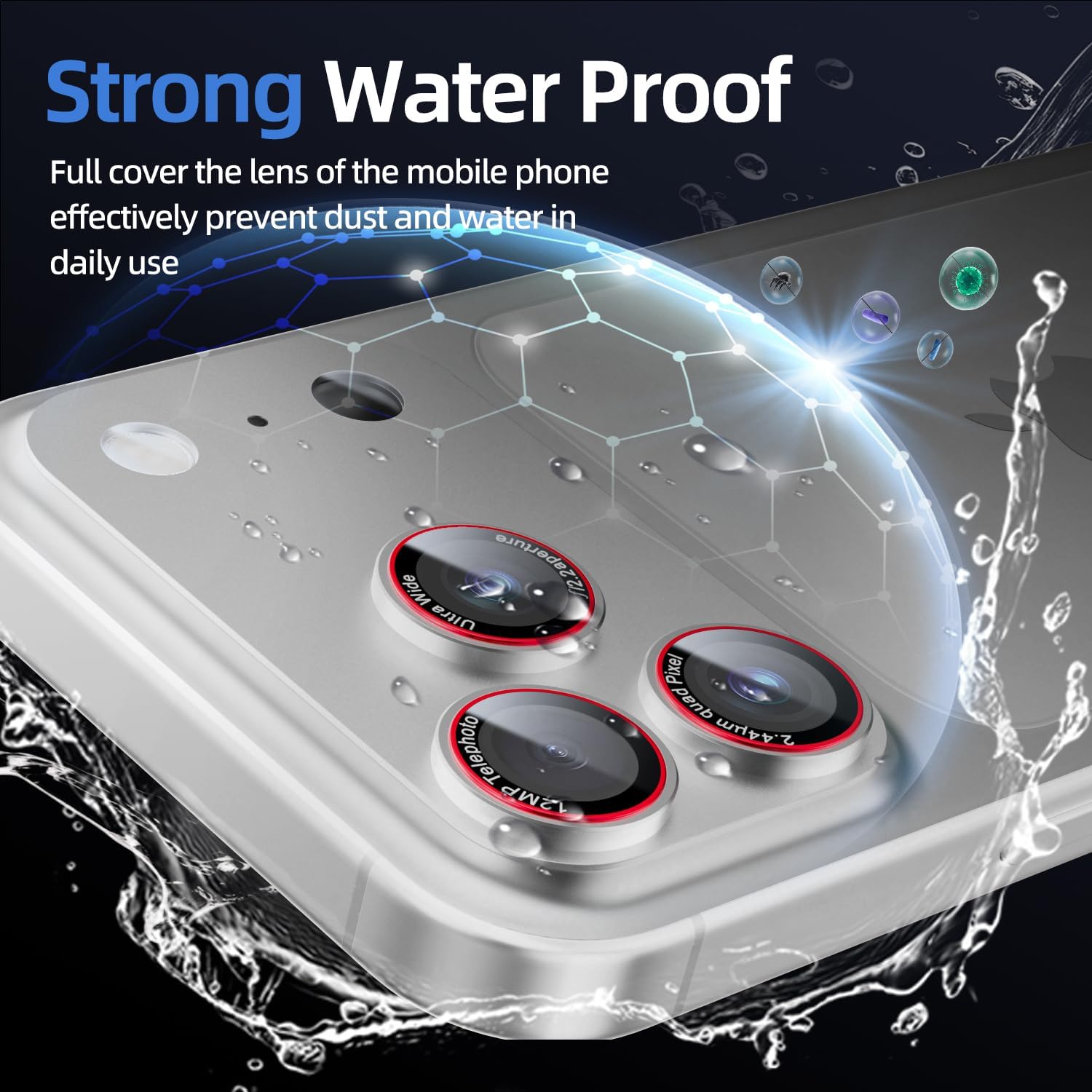 Thumbnail 5 de HelloDeere 9H High-alumina Tempered Glass Camera Lens Protector for iPhone 17 Pro Max (Silver, 2-Pack)