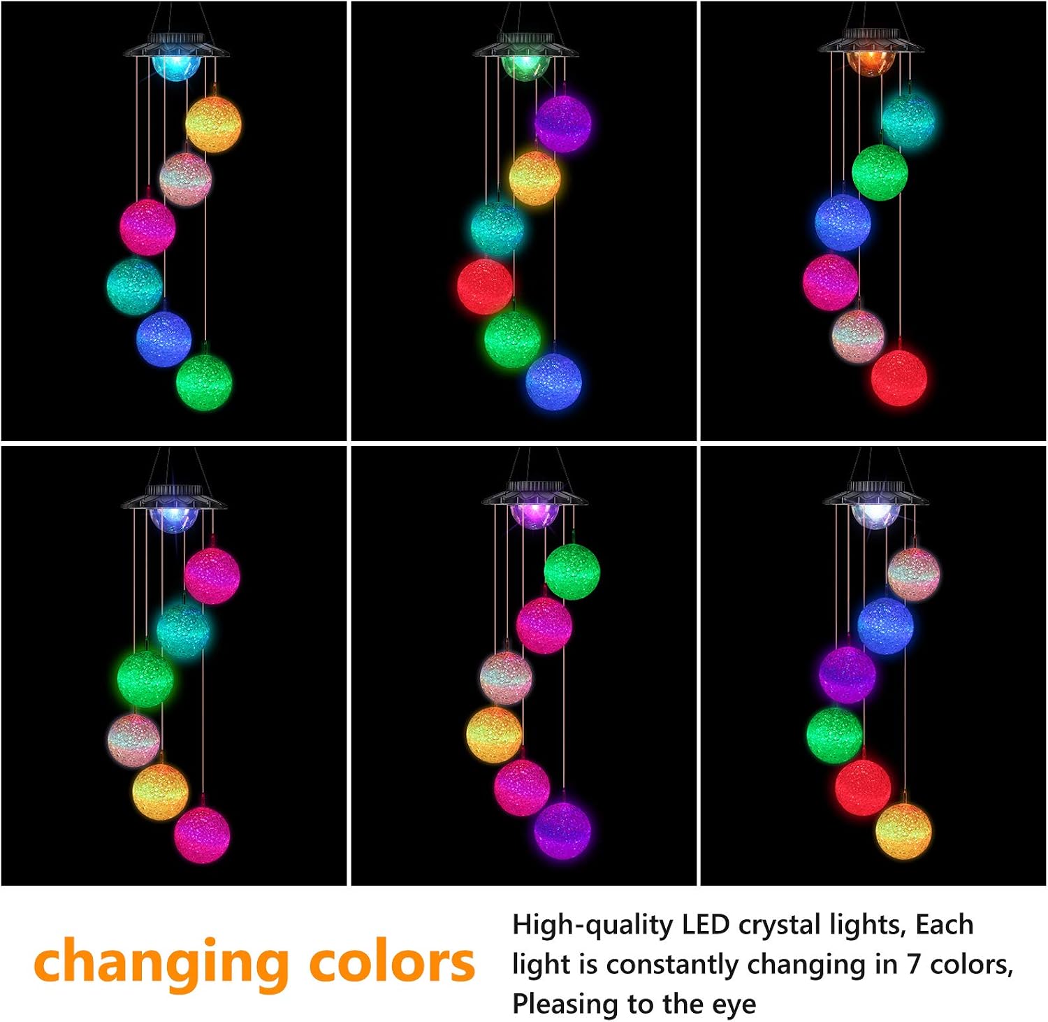 Thumbnail 6 de iShabao Ball Solar Wind Chime Light with Colour-Changing LED Globe