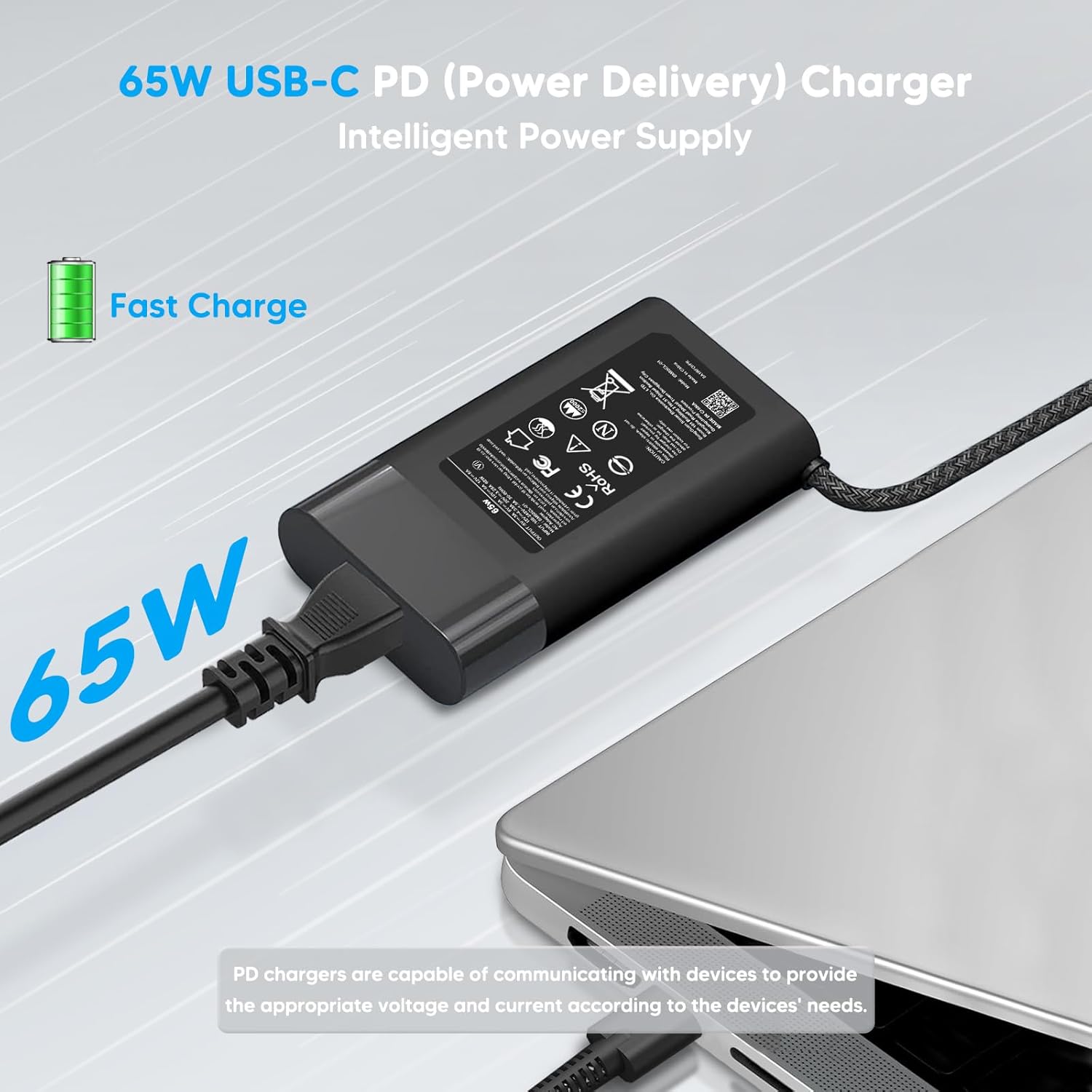 Thumbnail 1 de SiKER 65W USB-C-Ladekabel / USB-C-Netzteil für HP EliteBook x360, Spectre, Chromebook & Co.