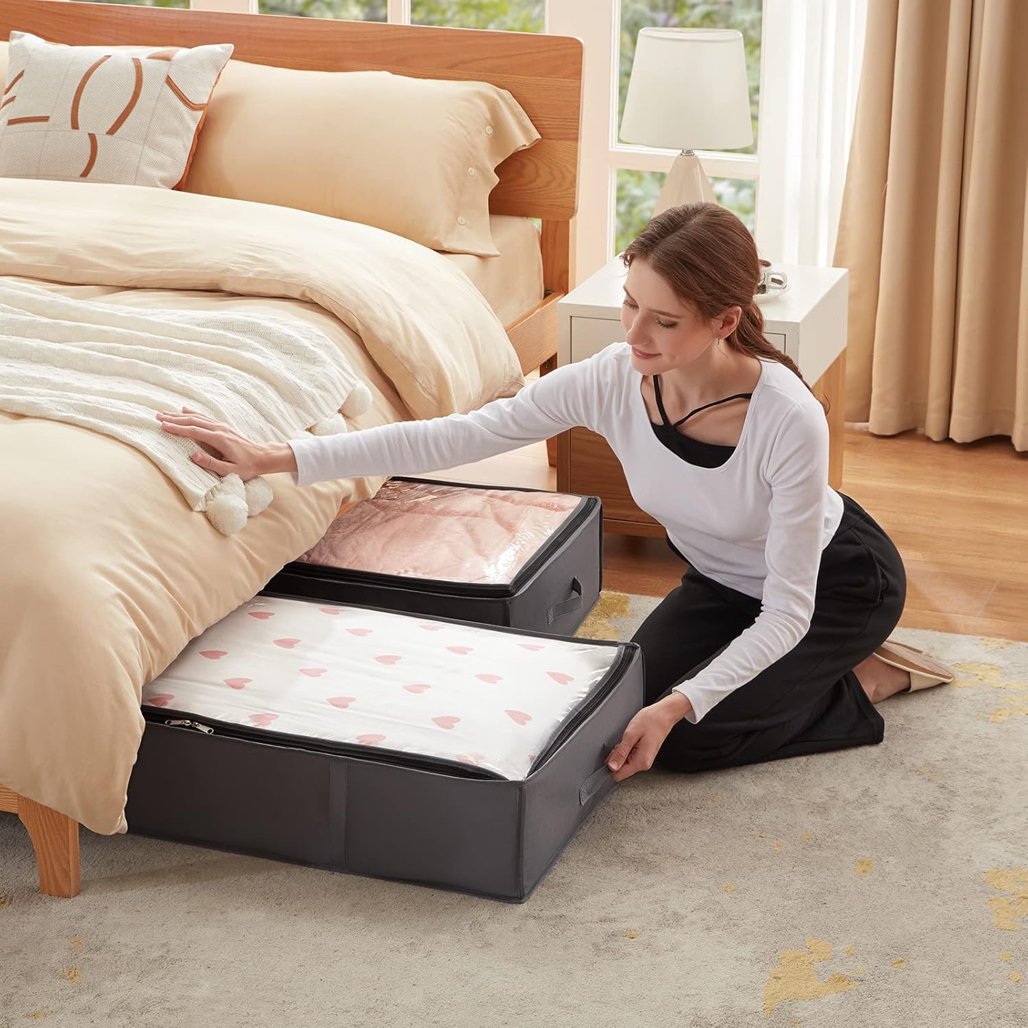 Thumbnail 6 de Lifewit Unterbett-Aufbewahrungsbox 40 L (2er-Set), faltbar mit Deckel – grau