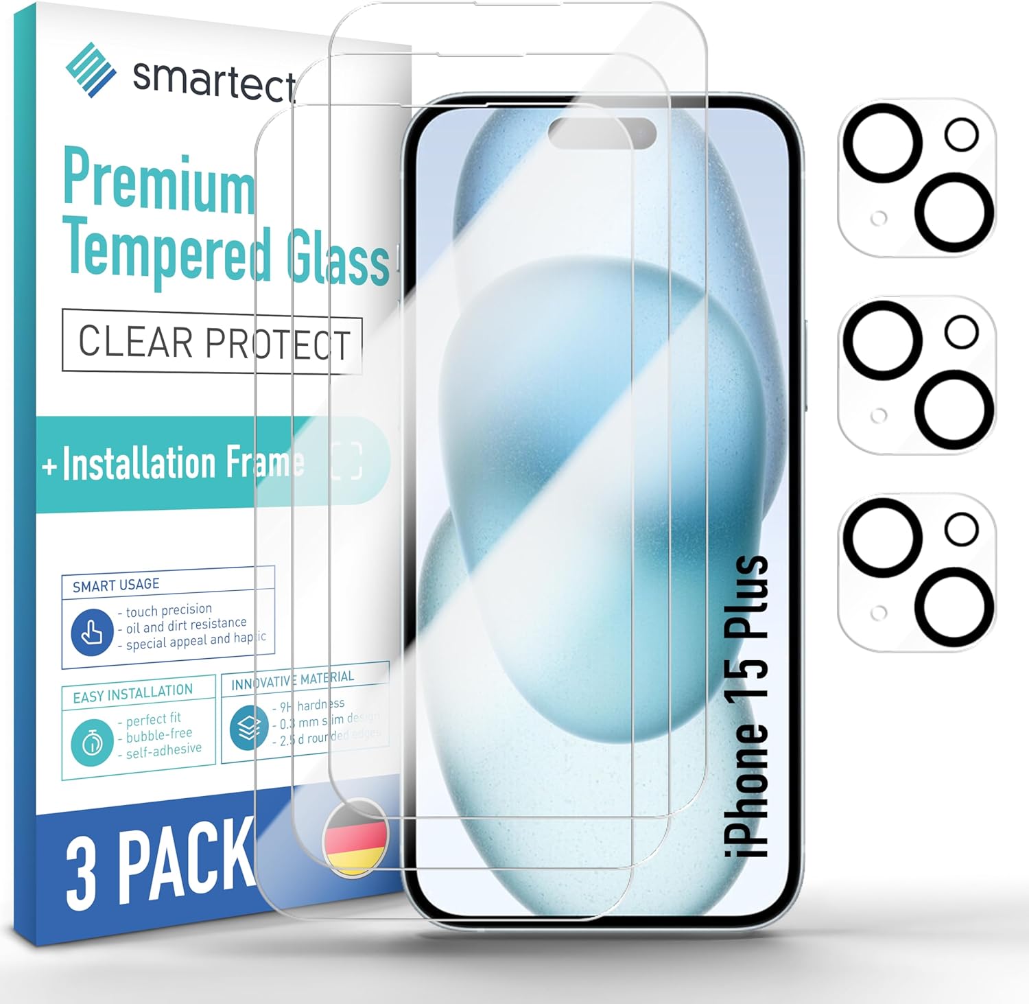 Detalle de smartect Cristal templado para iPhone 15 Plus 9H