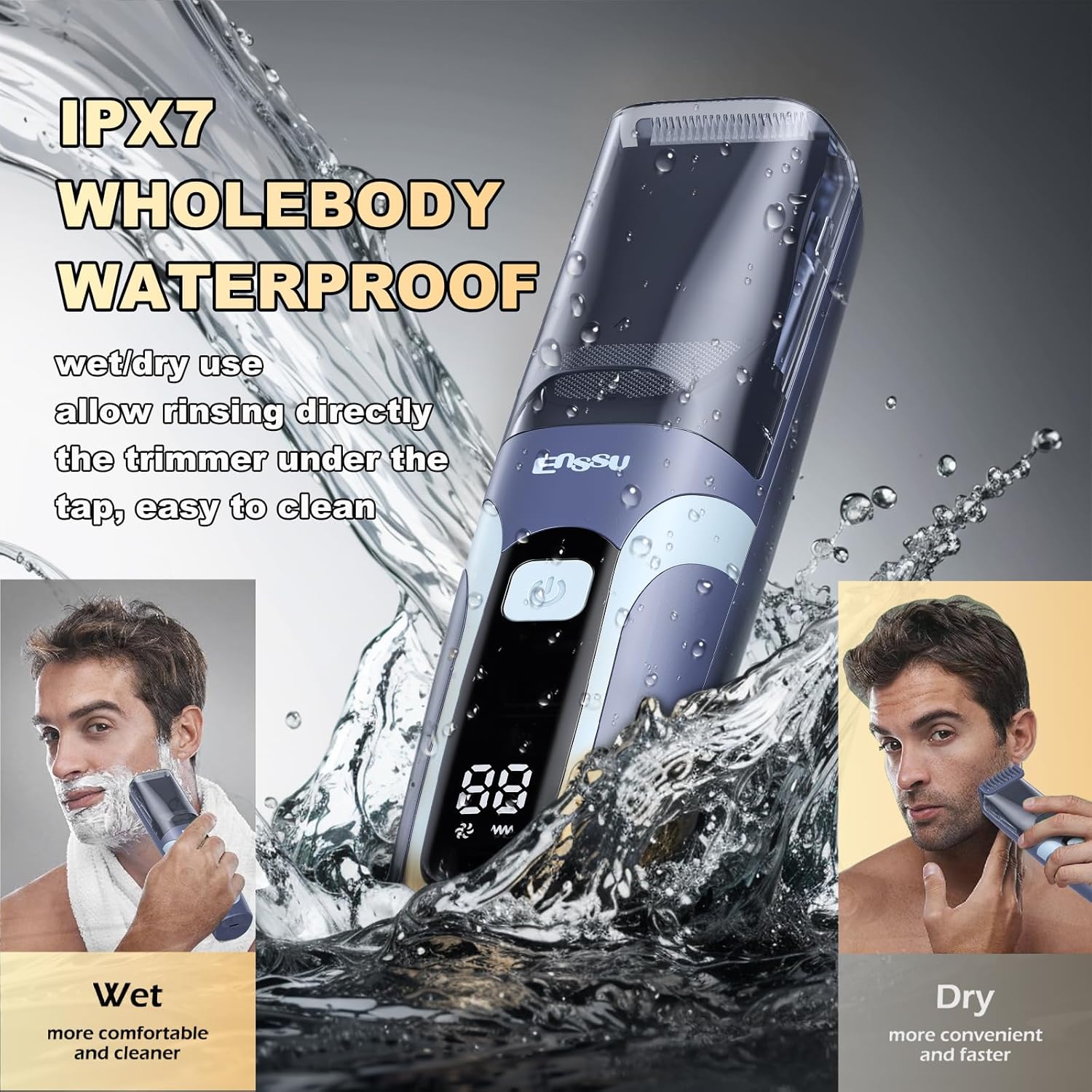 Detalle 2 de Vacuum Beard Trimmer for Men with Ceramic Blades and USB-C Charging