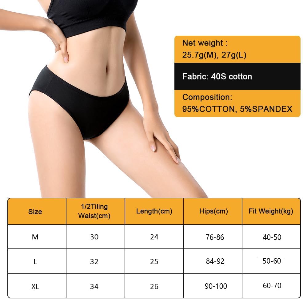 Detalle de flintronic Women's Underwear 6 Pack: Breathable Mid-Low Rise Hipster Knickers