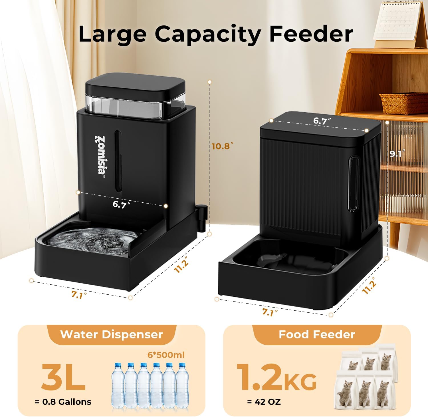 Detalle 2 de ZOMISIA Automatic Cat Feeder 3 L dispenser