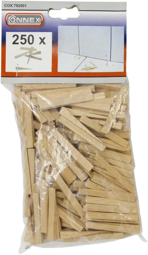 Detalle 1 de Connex COX792001 Beech Wood Tile Wedges, Beige, 250-Piece Set
