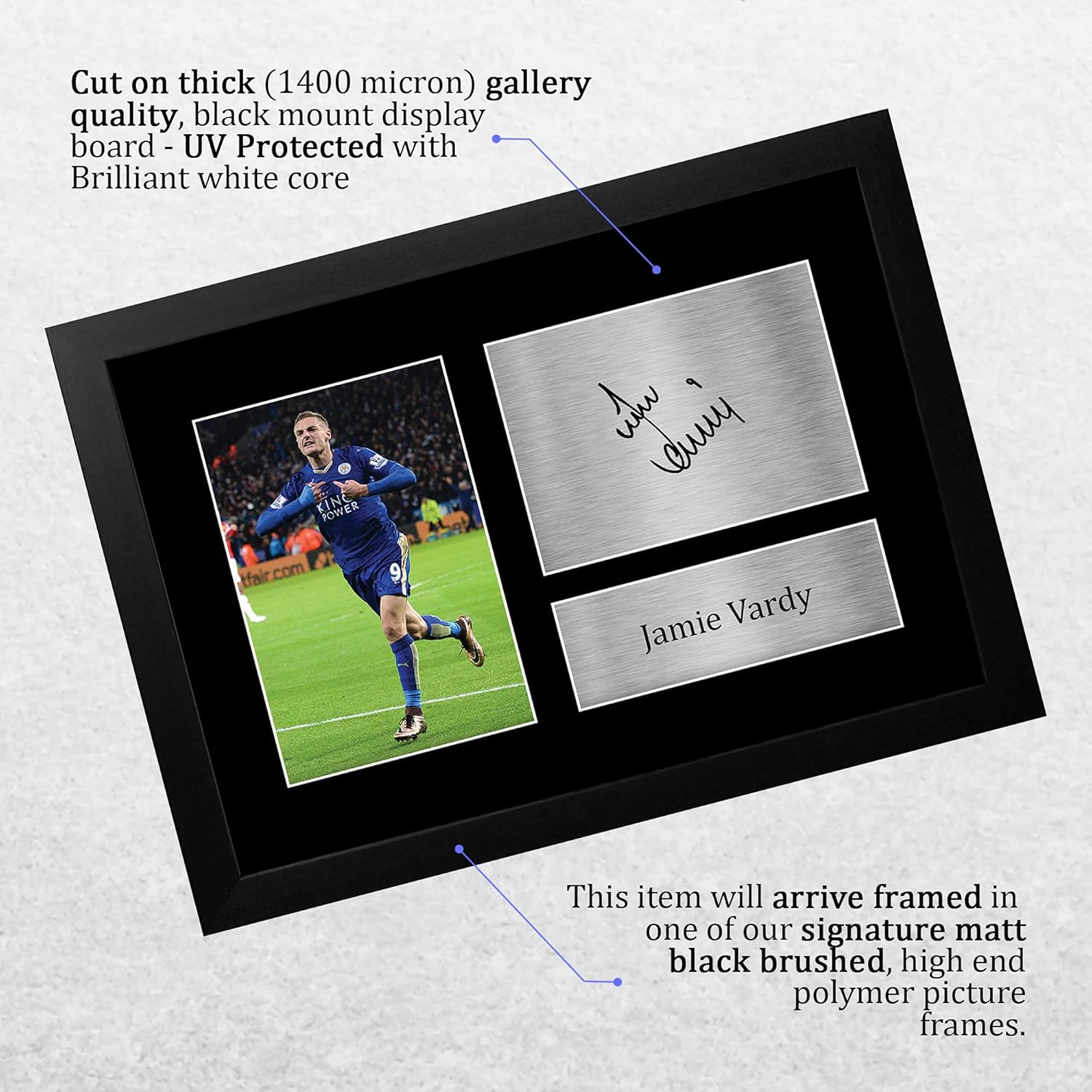 Thumbnail 2 de HWC Trading FR A4 Jamie Vardy Leicester City framed autograph picture (A4)