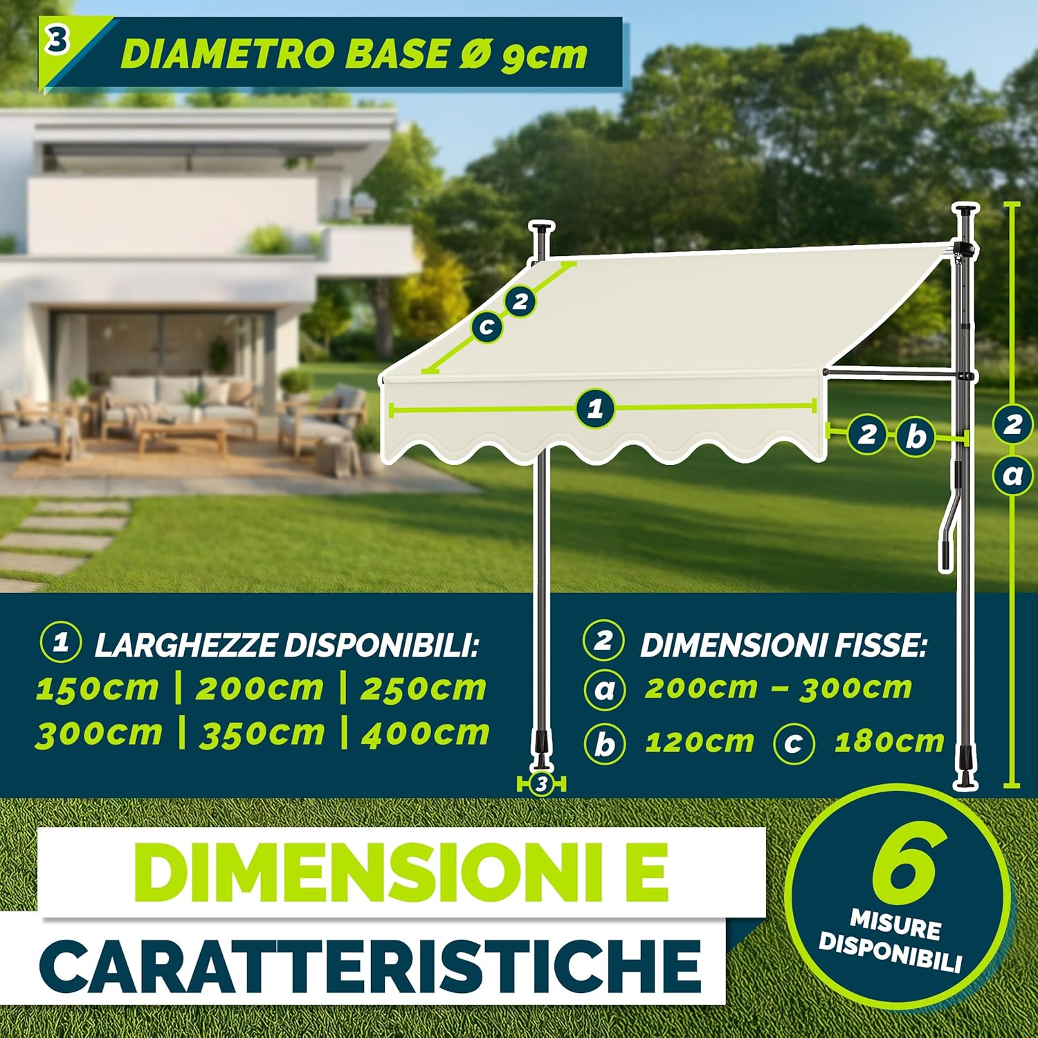 Thumbnail 5 de Tillvex Tenda da Sole a Bracci con Manovella: protezione solare esterna facile da montare, regolabile e resistente