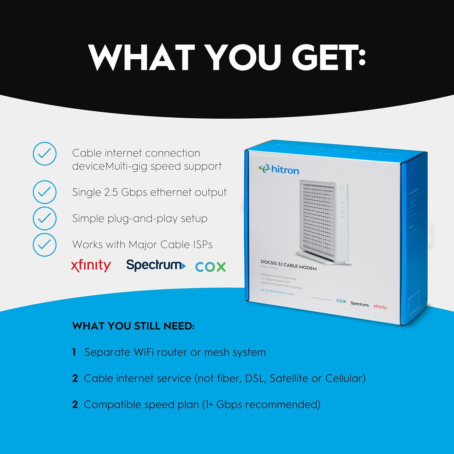 Detalle 2 de Hitron CODA56 2.5 Gbps Ethernet Modem ⚙