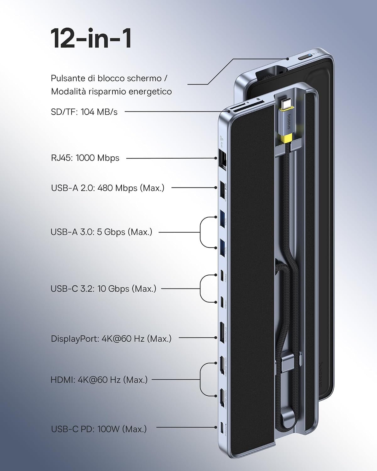 Thumbnail 1 de Baseus Docking Station 12 in 1 Hub Triplo 4K