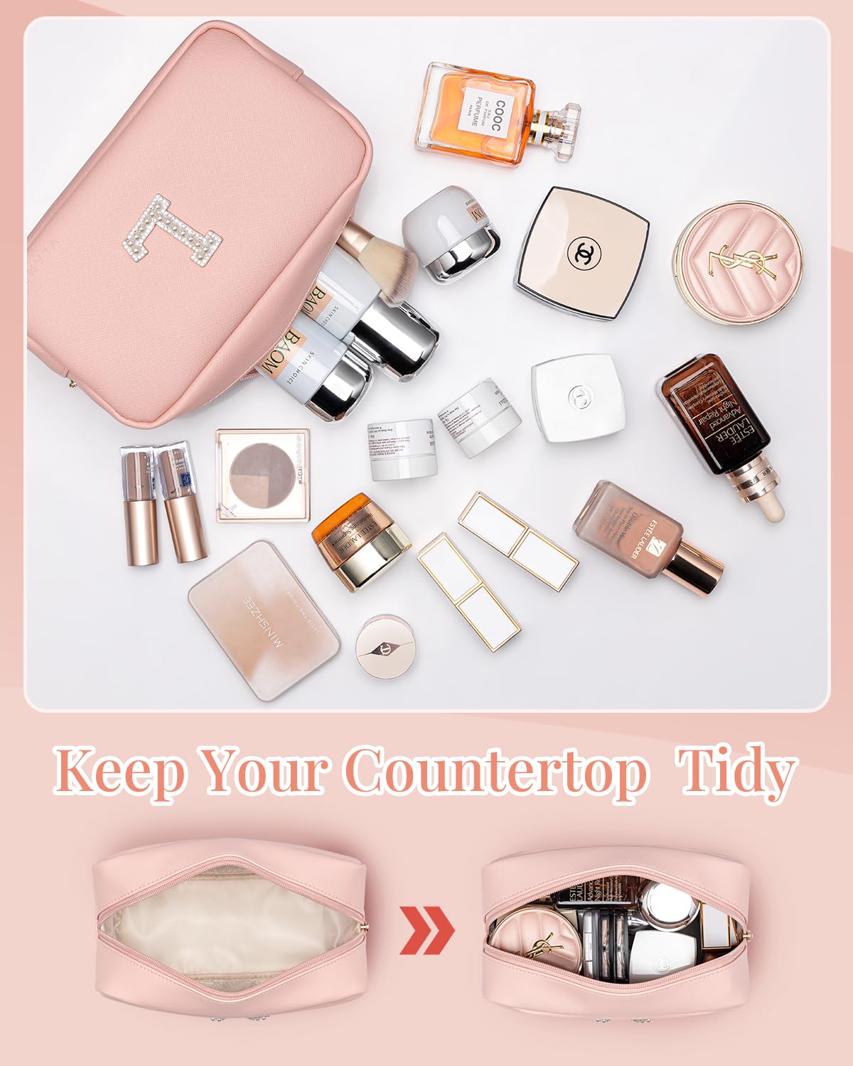 Detalle de VLANDO Travel Makeup Bag in PU Leather
