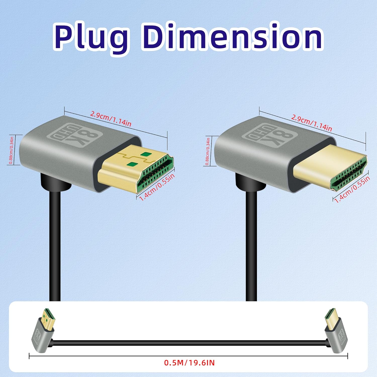 Thumbnail 6 de RIIEYOCA 8K 270 Degree HDMI Cable 0.5m