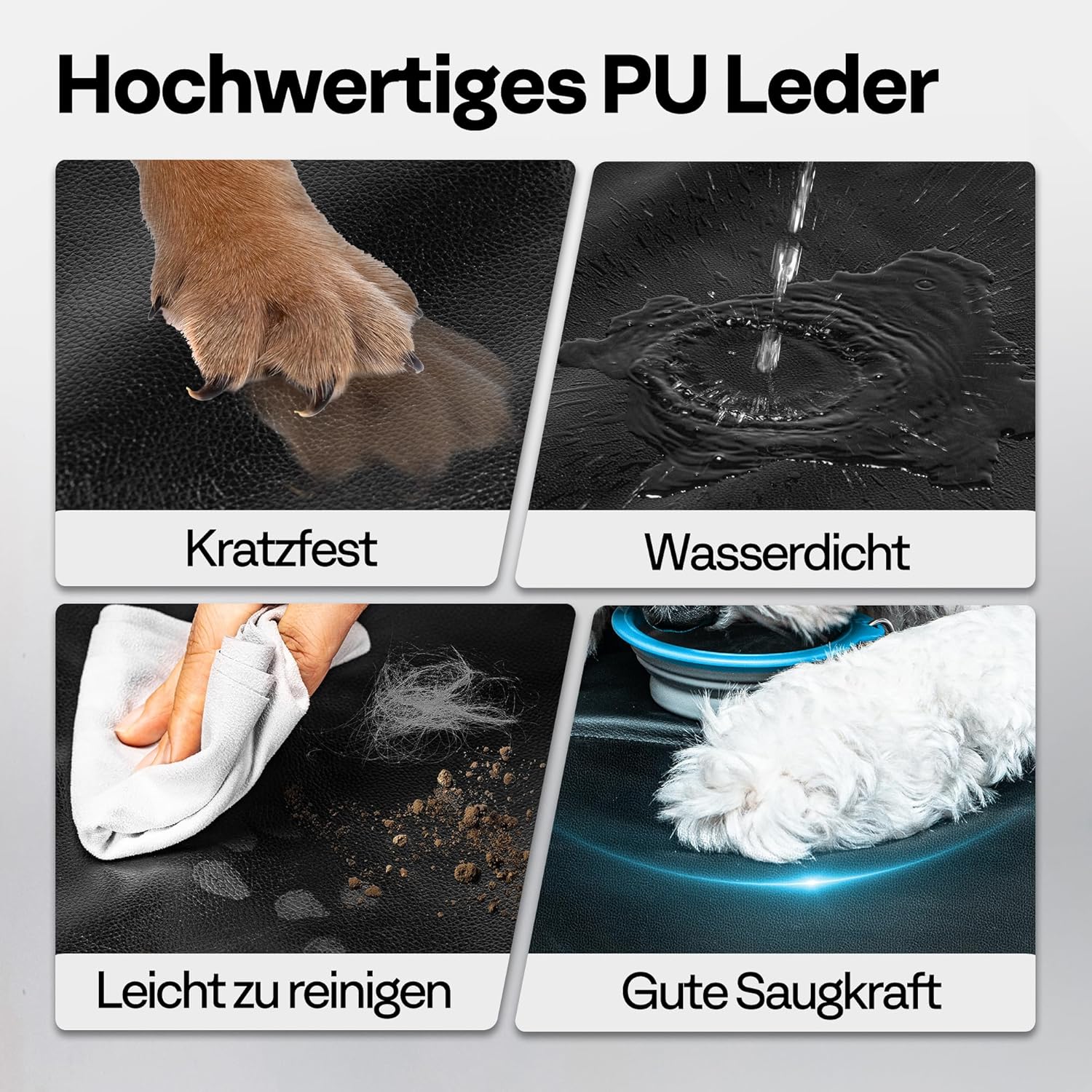 Detalle de MellowMates Hundedecke für Auto Rückbank – stabiler Sitzbezug mit Harter Unterseite, Seitenschutz, Sichtfenster und wasserdichter, kratzfester Oberfläche