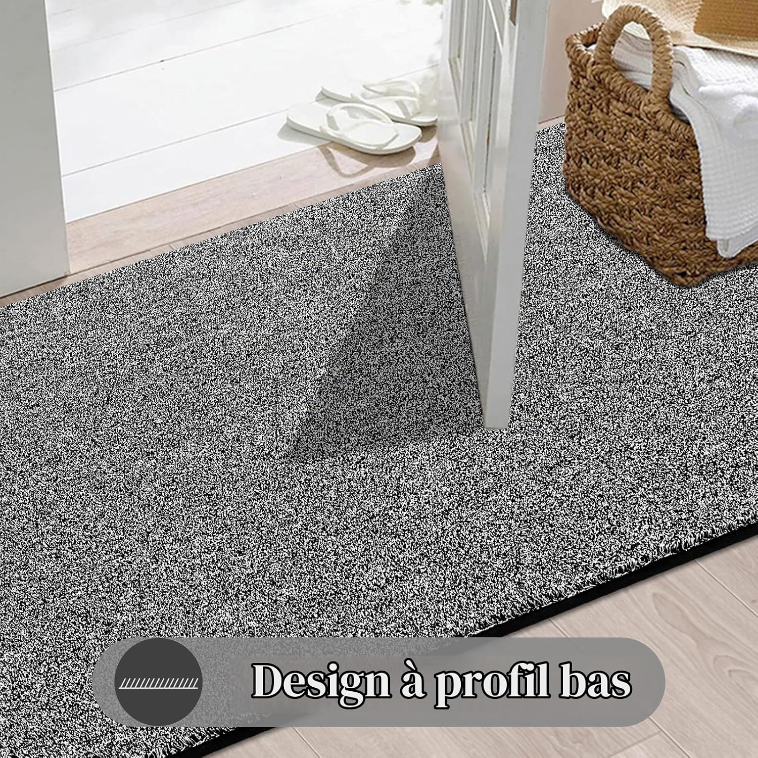Detalle 2 de Enyhom MR antislipmat 80 x 200 cm, wasbaar, zwart-wit