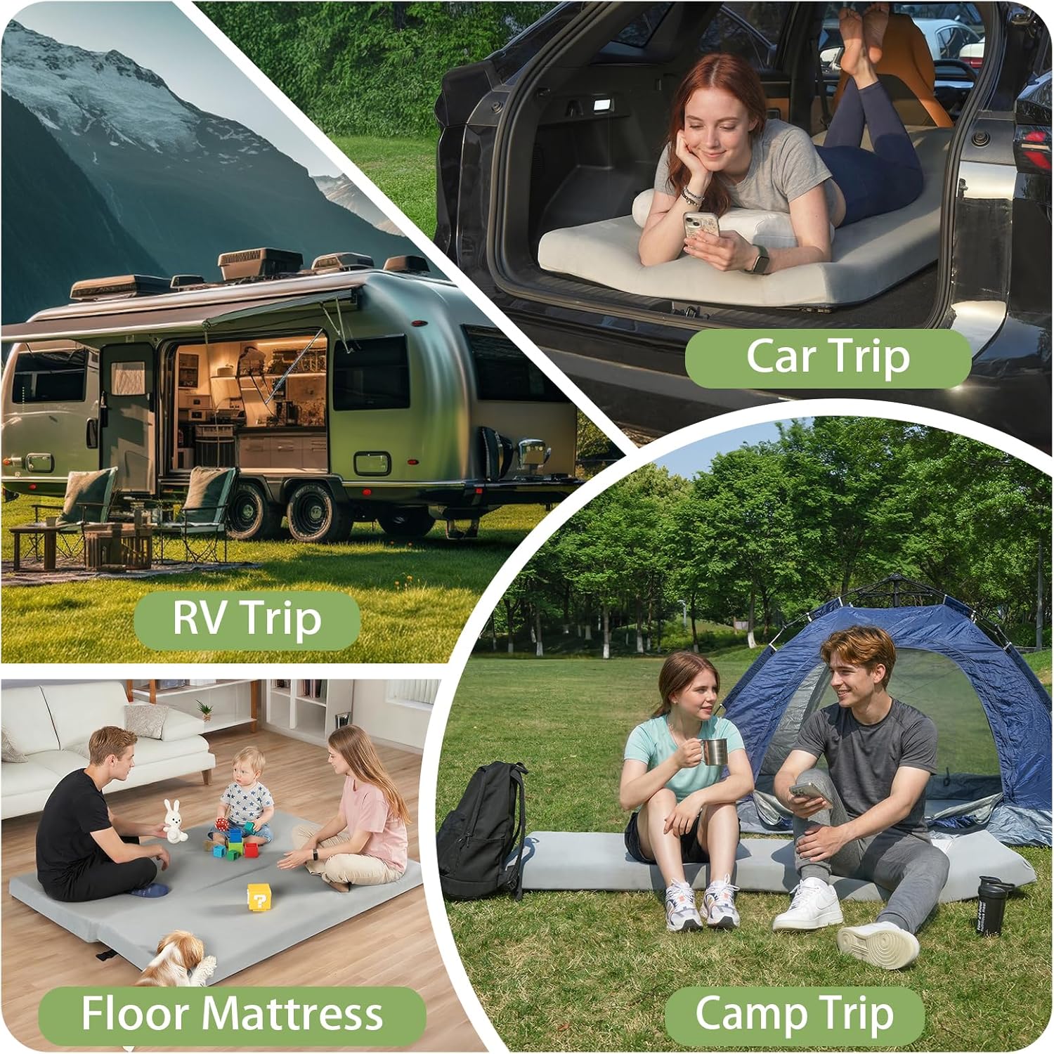 Detalle de Selectico CM-BS Foam Camping Mattress, 75 x 30 x 3.5 Inches, Gray