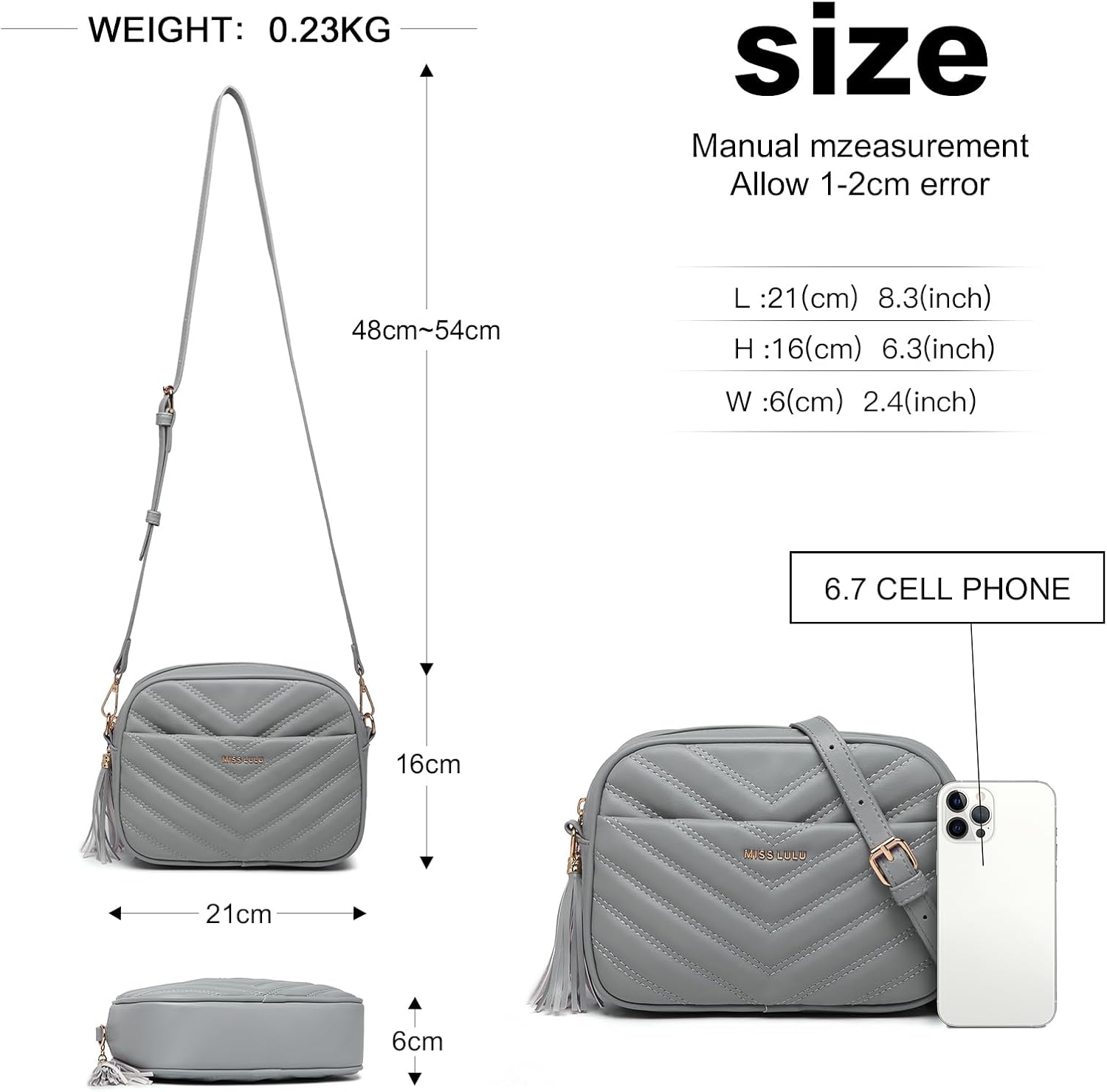 Detalle de Miss Lulu Borsa Tracolla Donna Piccola — Borsetta in PU a Losanghe, versatile e dallo stile moderno