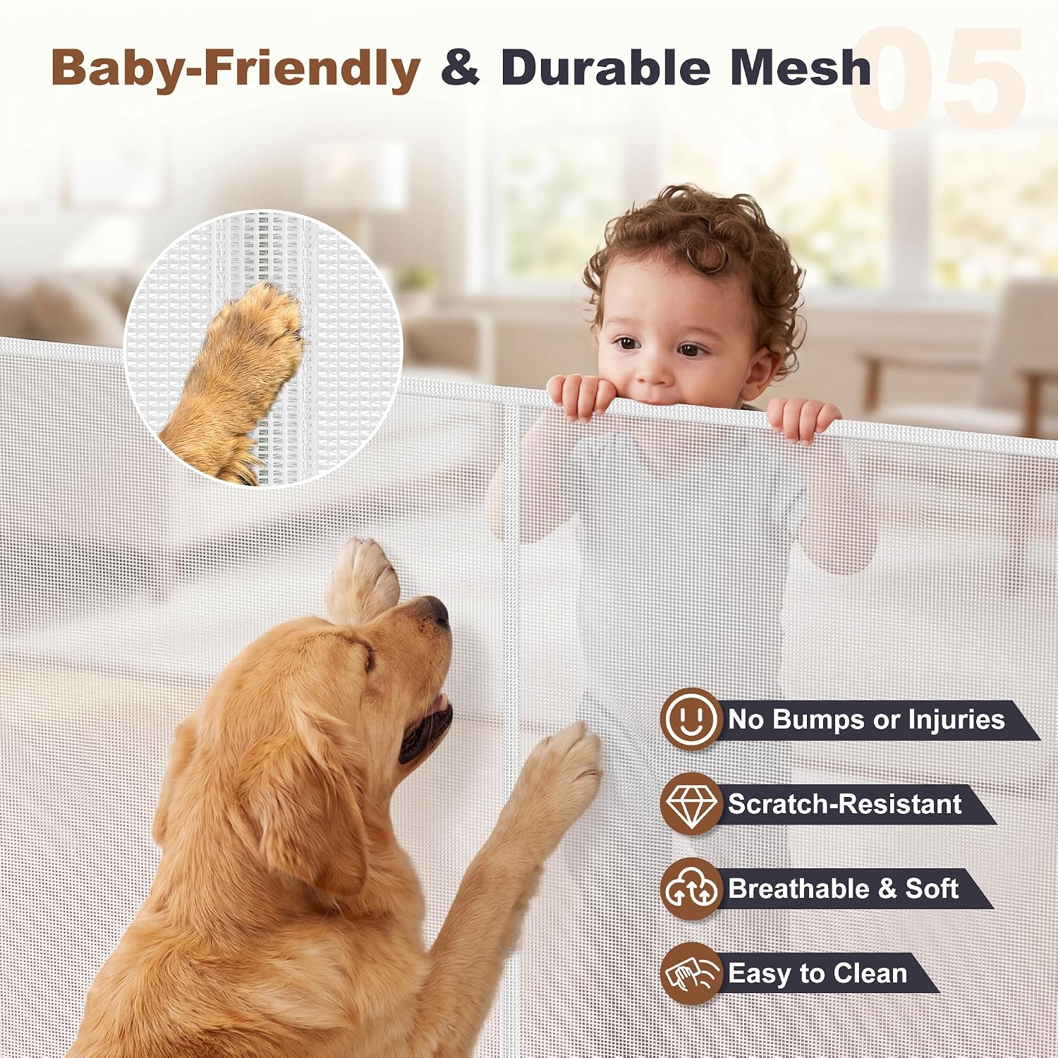 Detalle 2 de GRENFU Retractable Baby Gate, 120-Inch