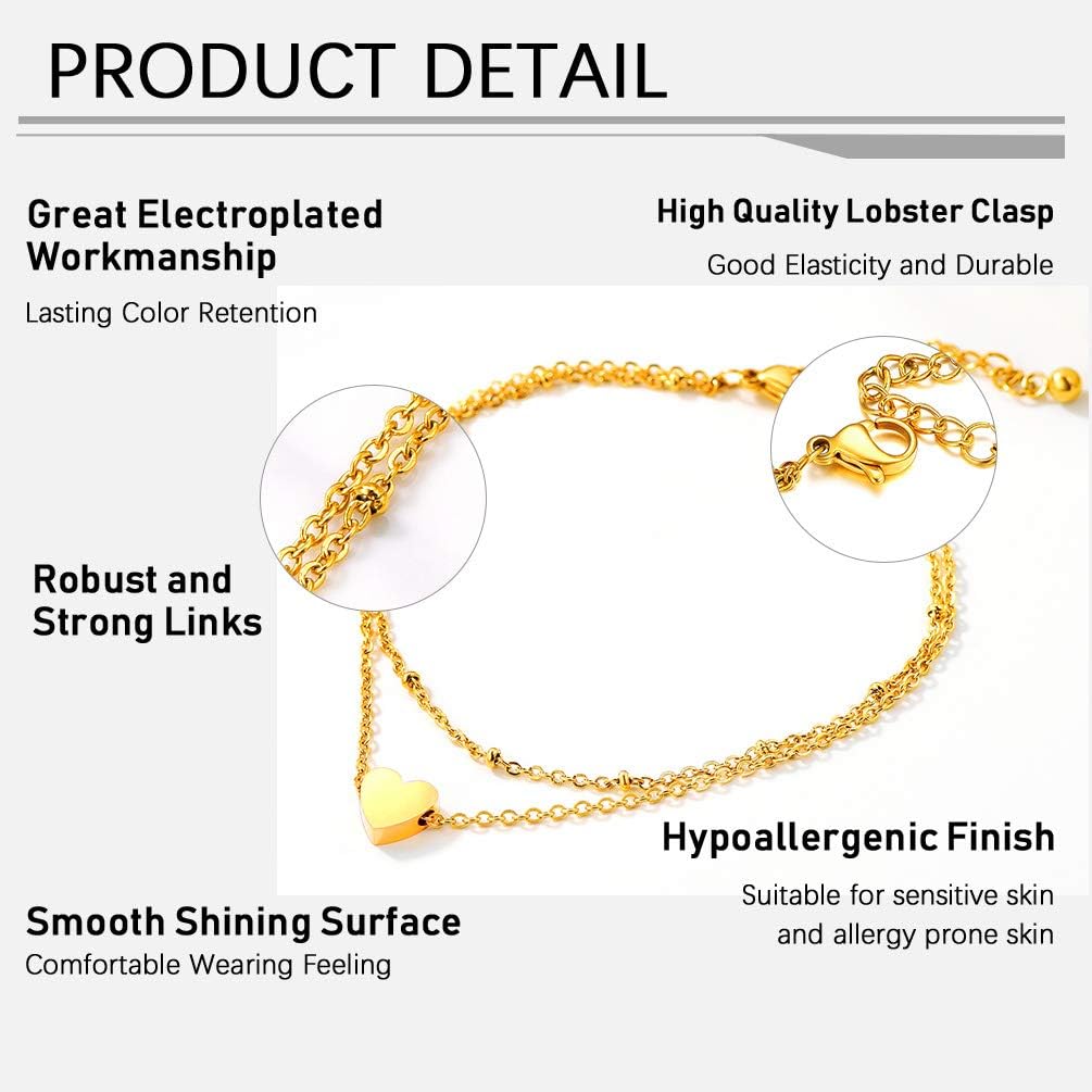 Thumbnail 2 de PROSTEEL bracelet de cheville femme en acier inoxydable 316L avec charm cœur personnalisable