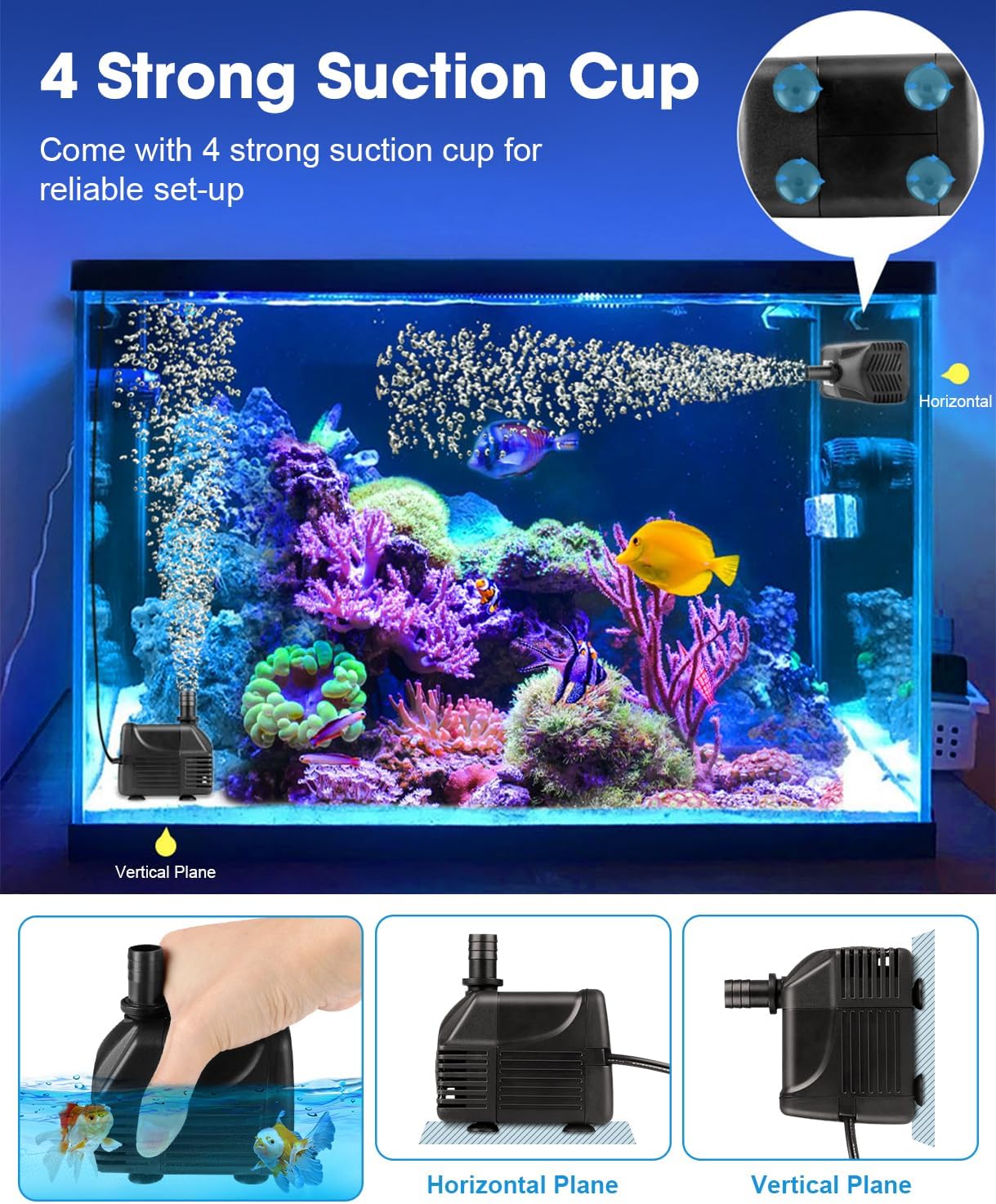 Thumbnail 2 de Wasserpumpe Klein Tauchpumpe 25W (bis 1500 l/h) – mit 2,5 m Kabel, 1,5 m Schlauch und 2 Düsen