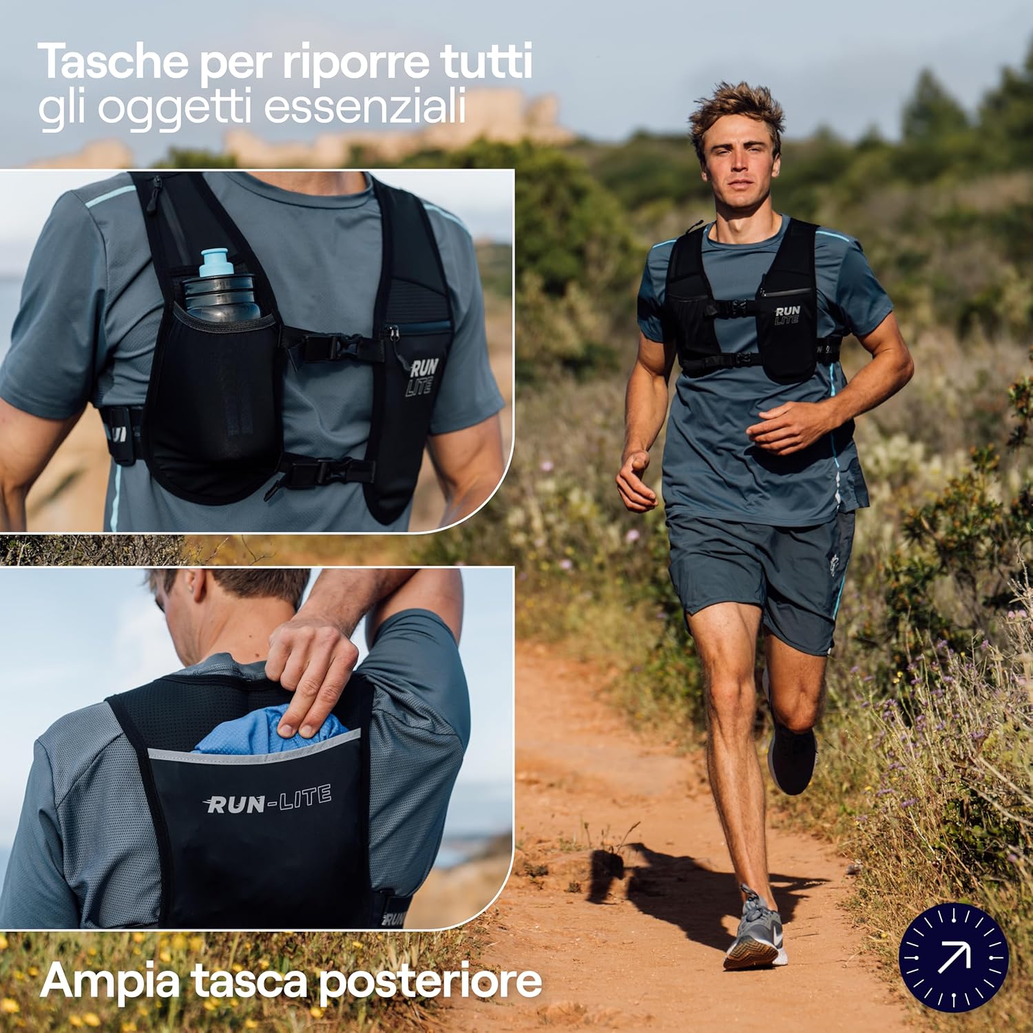 Thumbnail 2 de Gilet Running Uomo Donna con Porta Cellulare Impermeabile – Alternativa al Marsupio Running, 5 Tasche, Leggero e Riflettente