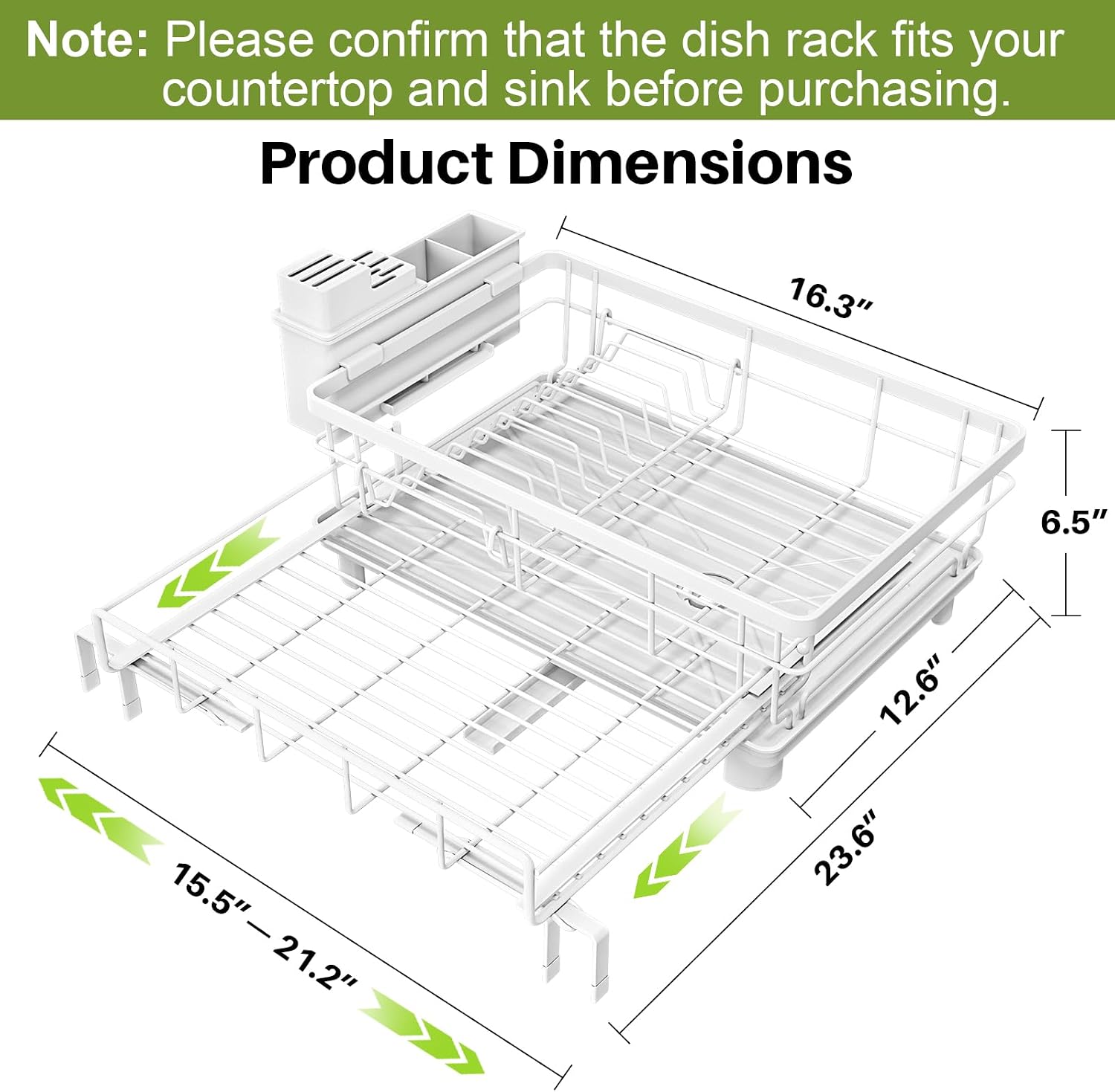Detalle de Caktraie Dish Drying Rack, 23.4-Inch Maximum Width