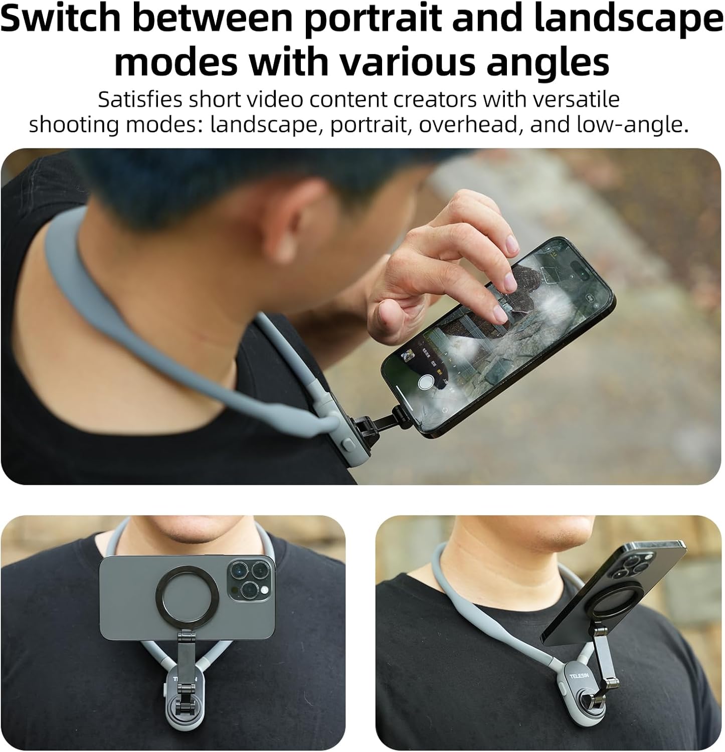 Detalle de TELESIN° Supporto Magnetico per Telefono da Collo: collana magnetica stabile per POV e vlog