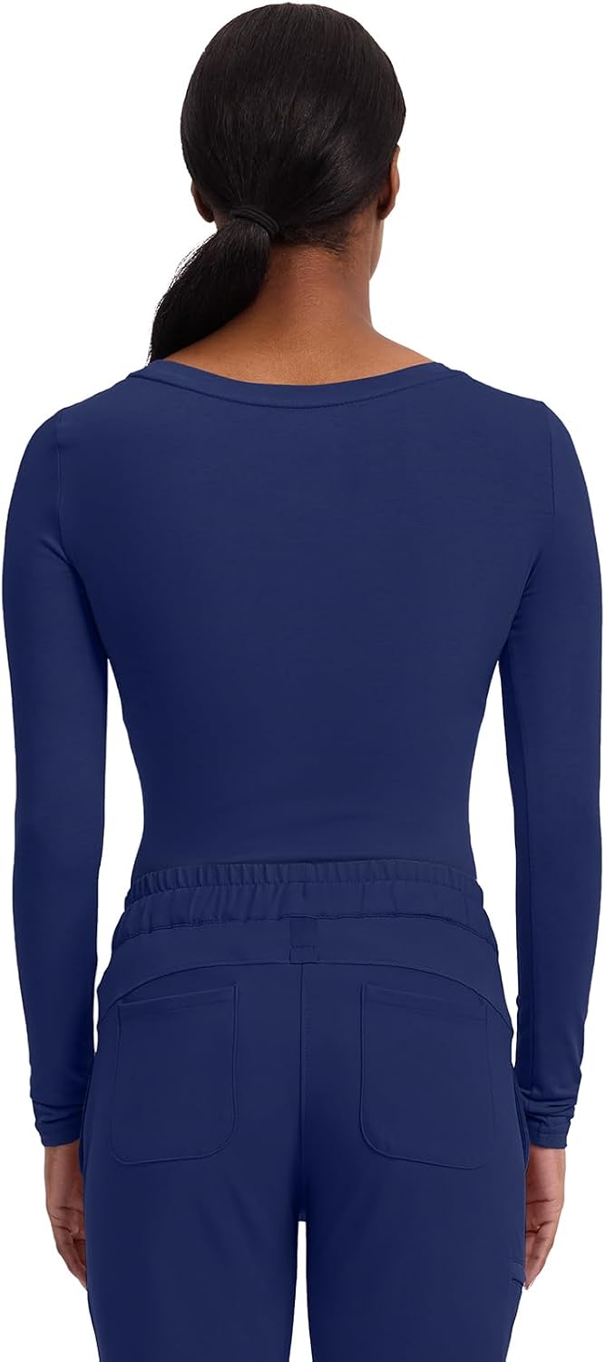 Detalle de Healing Hands Melissa Women's Long-Sleeve Underscrub Top, Cotton-Blend Stretch Knit