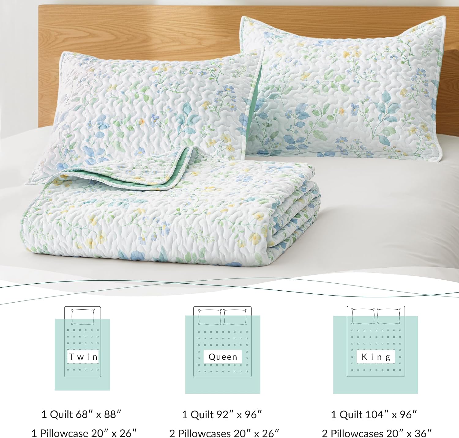 Detalle 2 de Floral Quilt Set, Queen Size