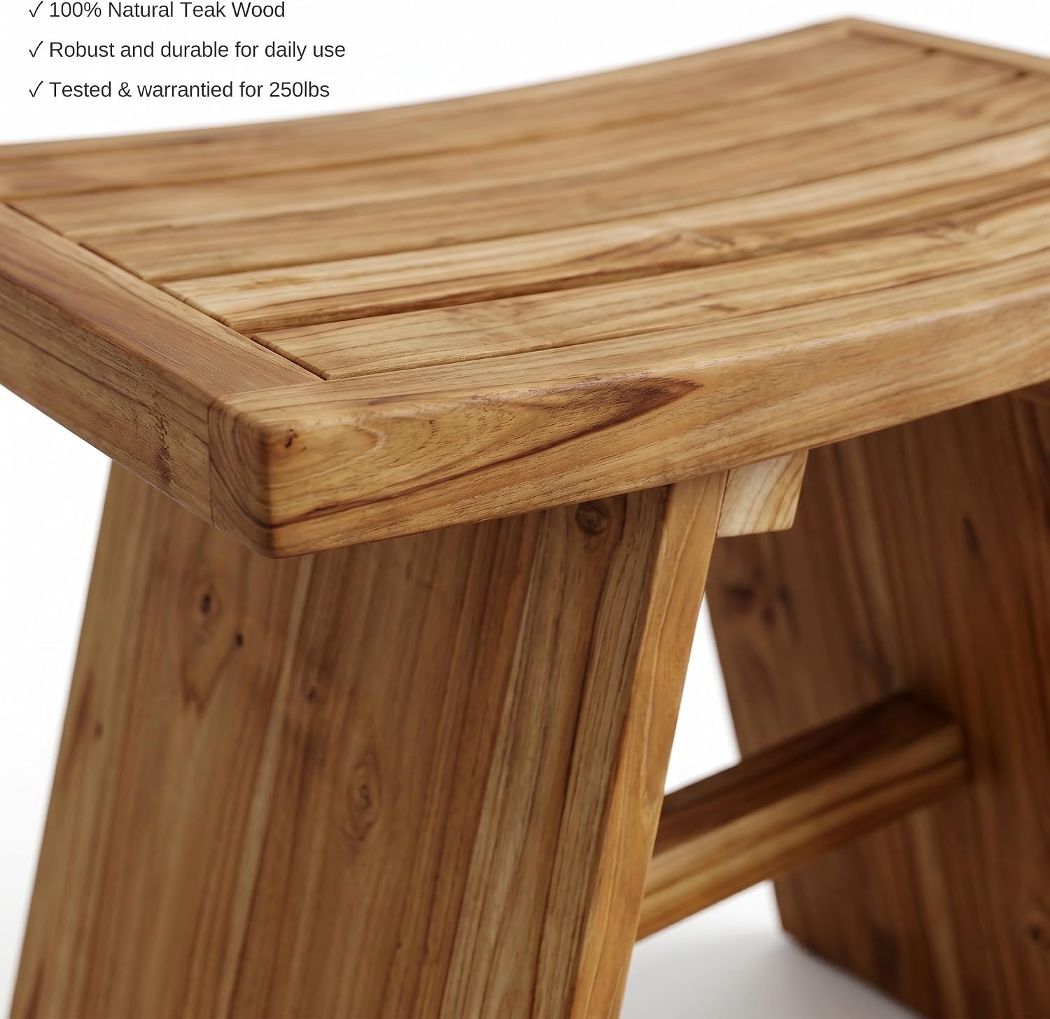 Thumbnail 3 de Jade Vine Jv-tb-001 Teak Shower Bench, Natural Wood Bath Seating