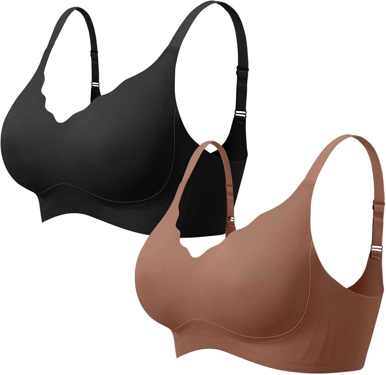 Thumbnail 6 de Vertvie Women Seamless Jelly Bras (Wirefree, Push-Up, Full Coverage) Scalloped V-Neck Bralette
