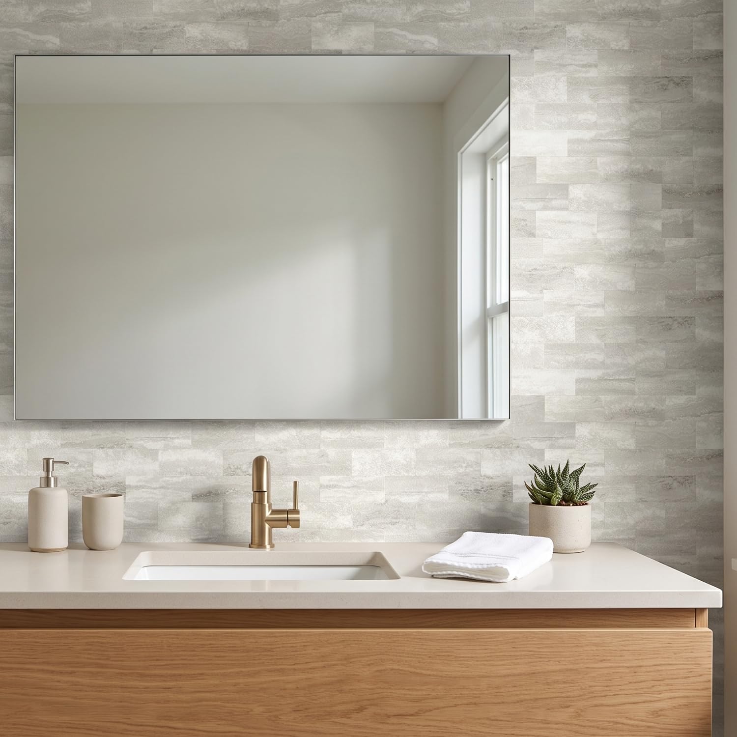 Detalle 1 de OYASIMI GZMA038-10-CA Dolomite Peel-and-Stick PVC Subway Tiles