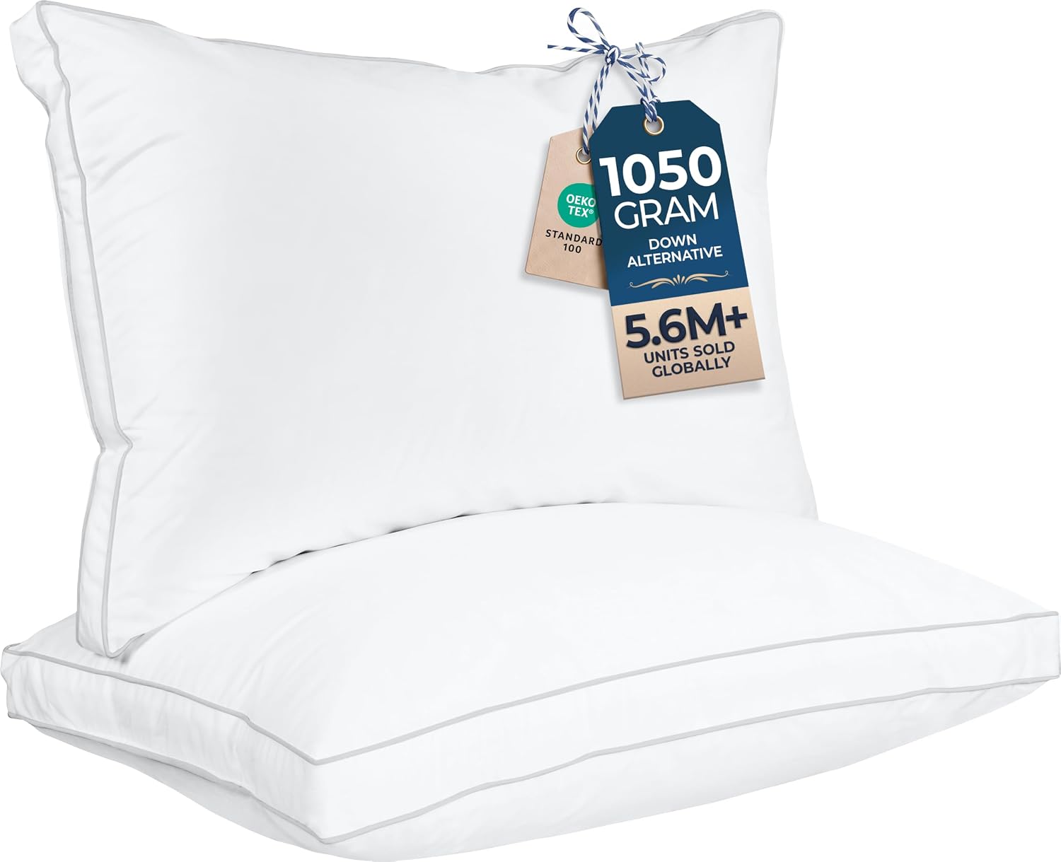 Utopia Bedding Gusset Bed Pillow, Hotel-Quality Comfort (Queen, Set of 2)
