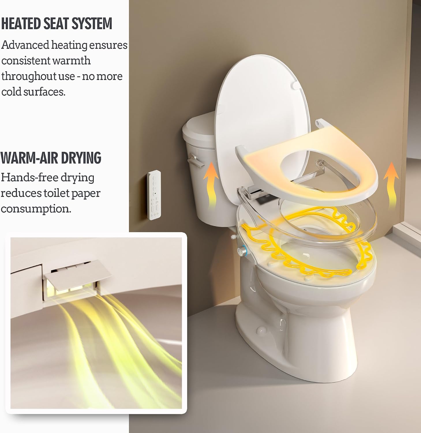 Thumbnail 6 de WLJBIDET WLJ-O80KR Round Bidet Toilet Seat with Warm Water and Air Drying