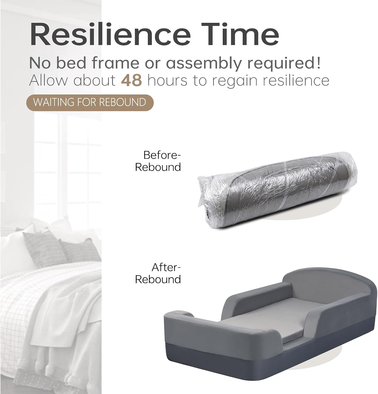Thumbnail 4 de ENITYA T-BED Toddler Floor Bed with Mattress, Foam Guardrails, Gray